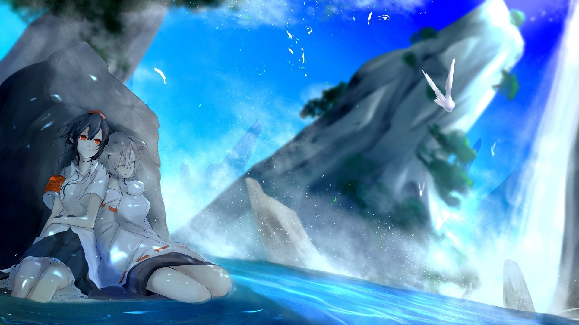 nature, 1080P, outdoors, motion, exploration, sea, scuba diving, skill, character, Inubashiri Momiji, underwater diving, one person, underwater, sport, HD Wallpaper