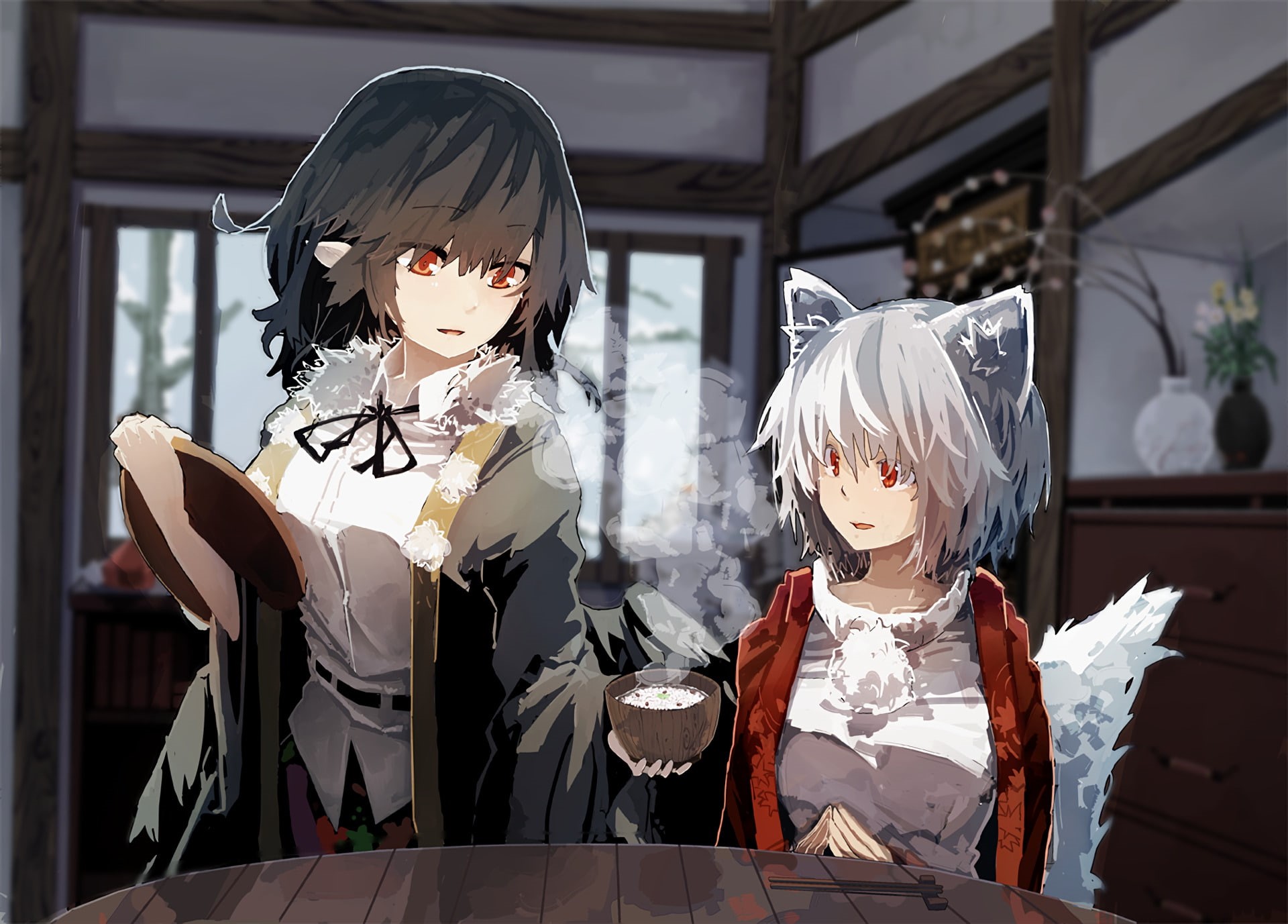 Touhou, Aya Shameimaru, Anime, 1080P, Momiji Inubashiri, HD Wallpaper