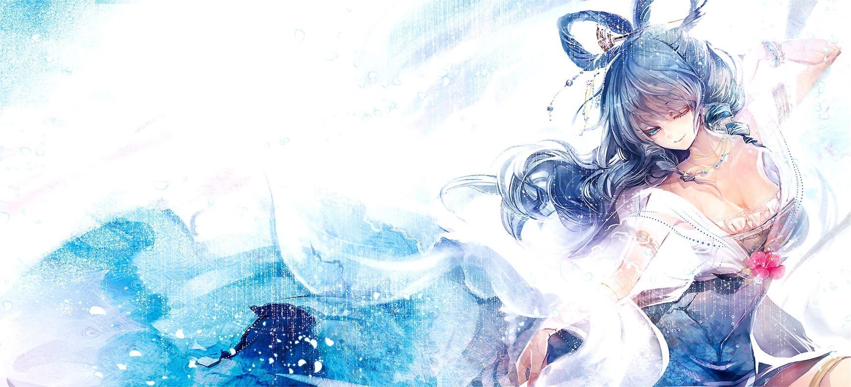 anime girls, real people, women, female, water, Touhou, Kaku Seiga, 720P, lifestyles, high angle view, hair, one person, anime, rear view, young women, HD Wallpaper