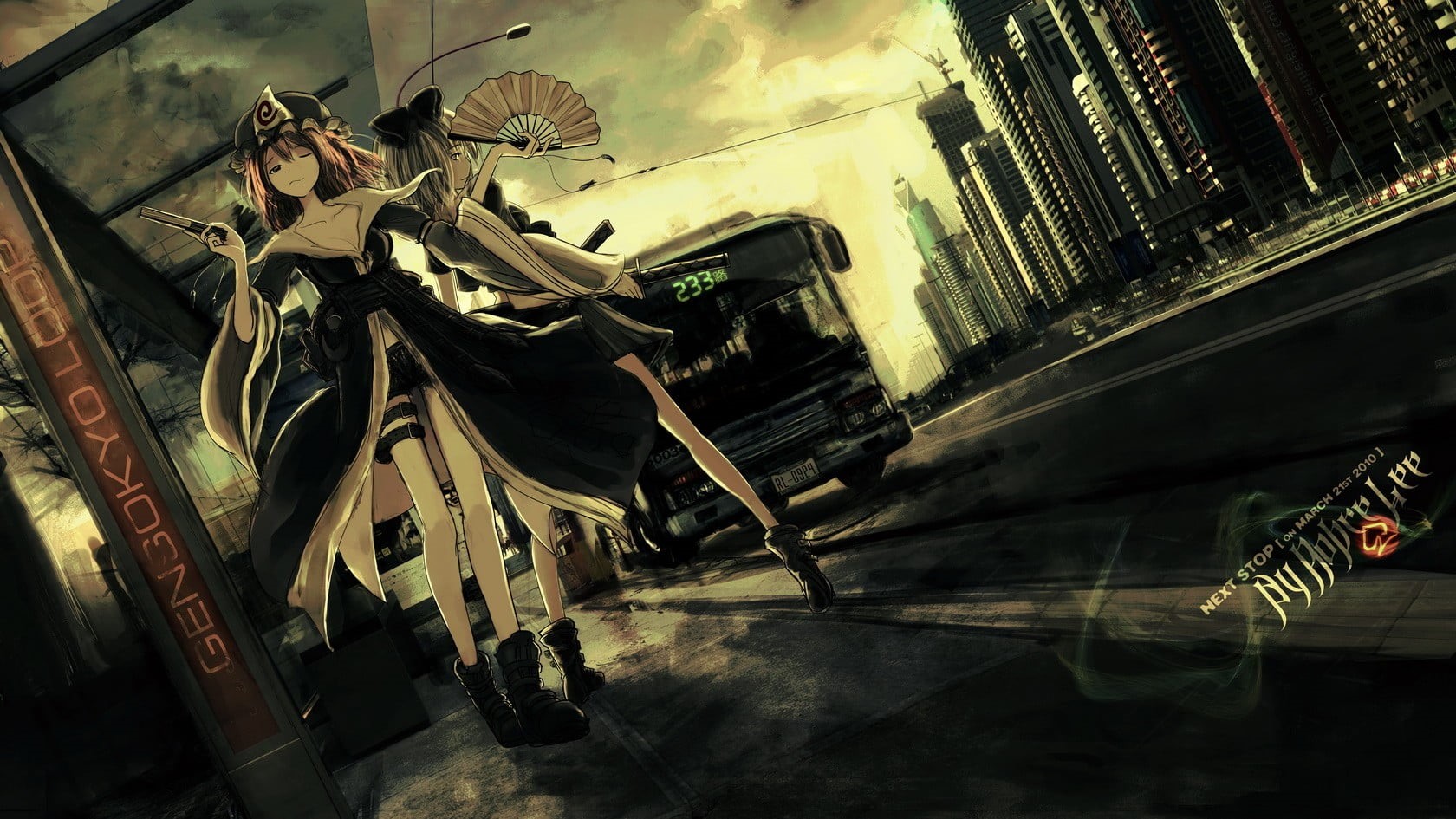 human representation, art and craft, building exterior, nature, Touhou, representation, tilt, low angle view, building, mode of transportation, day, architecture, HD Wallpaper