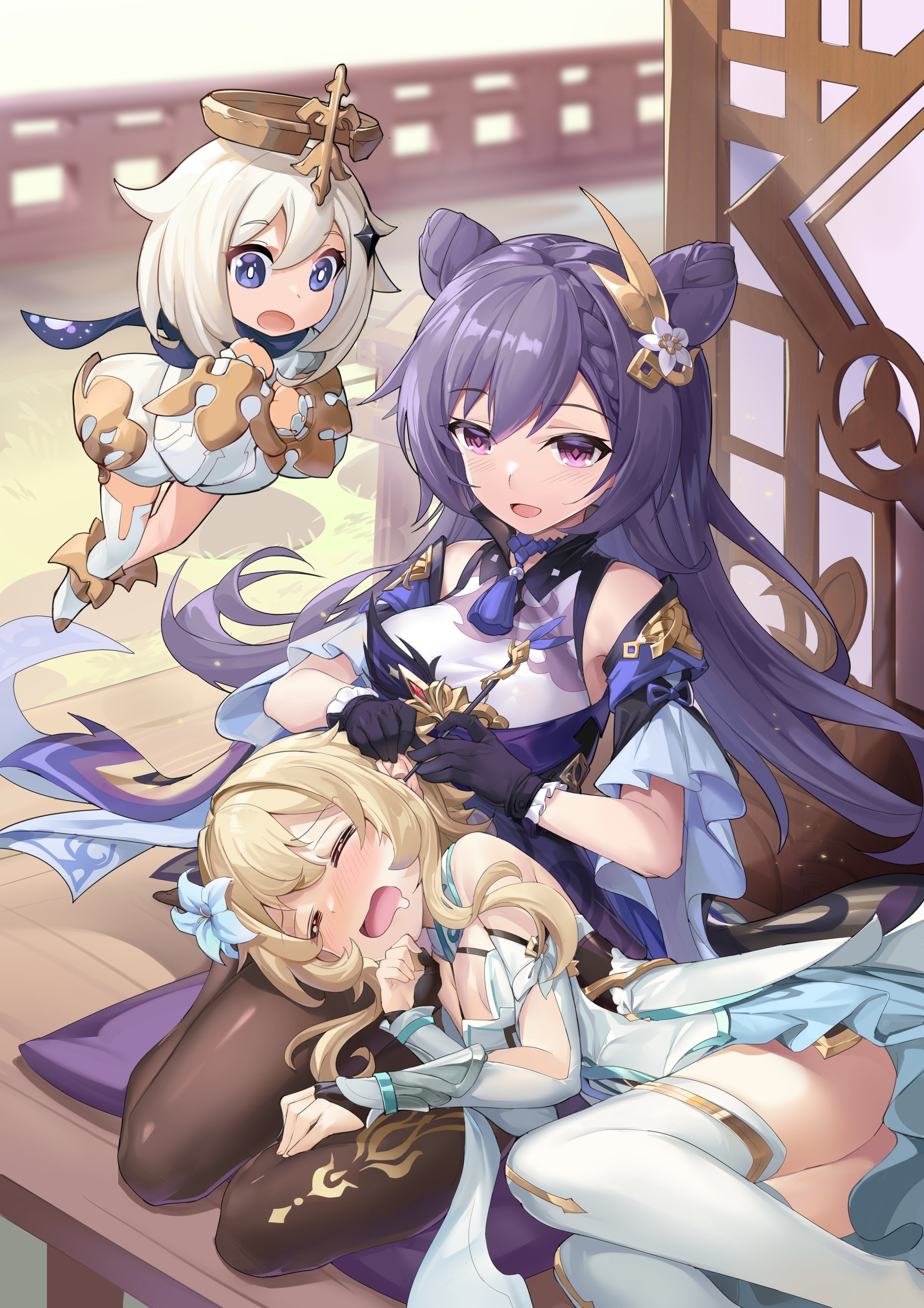 anime girls, Paimon(Genshin Impact), Genshin Impact, Lumine (Genshin Impact), 2K, keqing (genshin impact), Phone HD Wallpaper