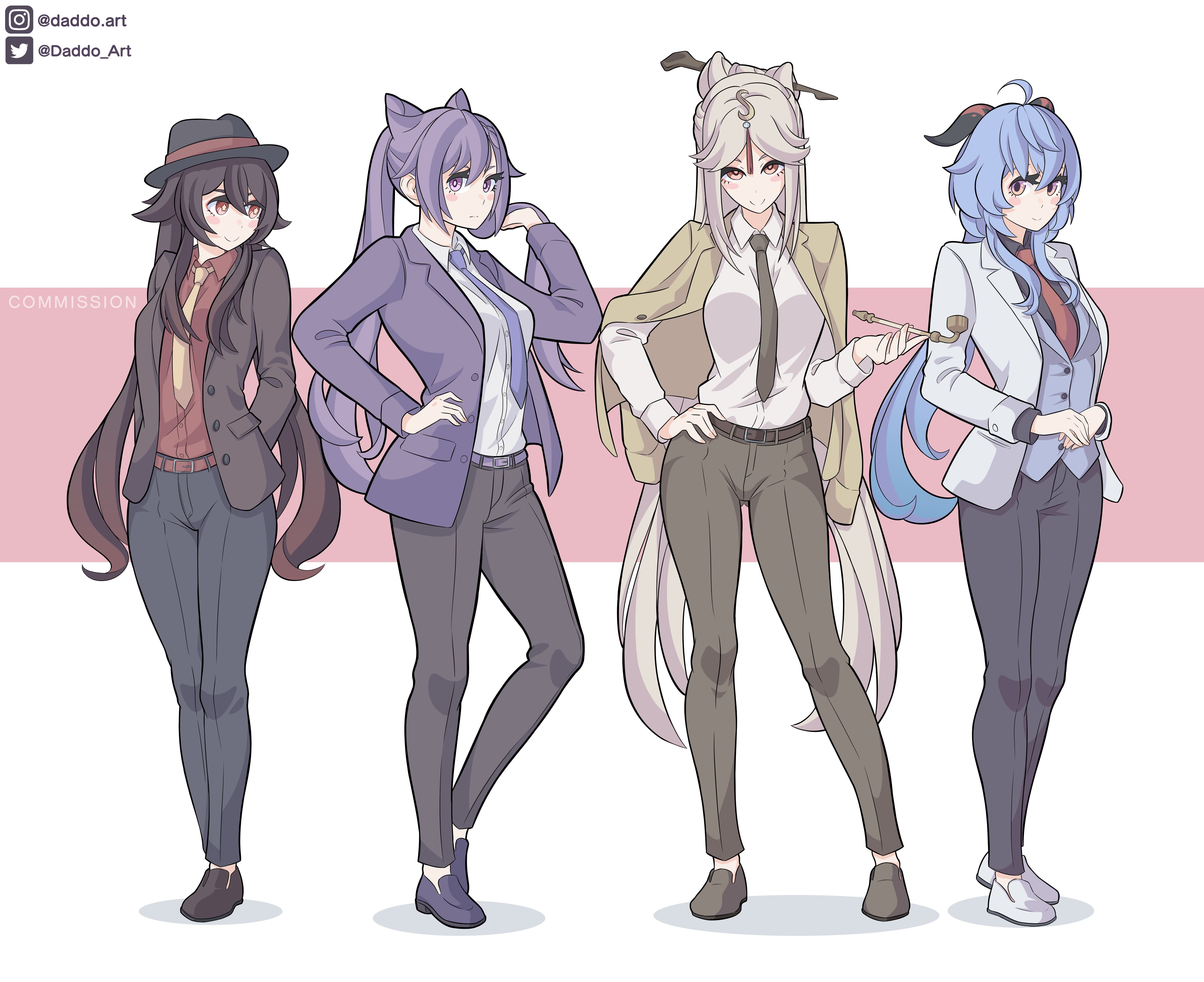Genshin Impact, Ganyu (Genshin Impact), keqing (genshin impact), Hutao(Genshin Impact), Ningguang (Genshin Impact), anime girls, 4K, HD Wallpaper