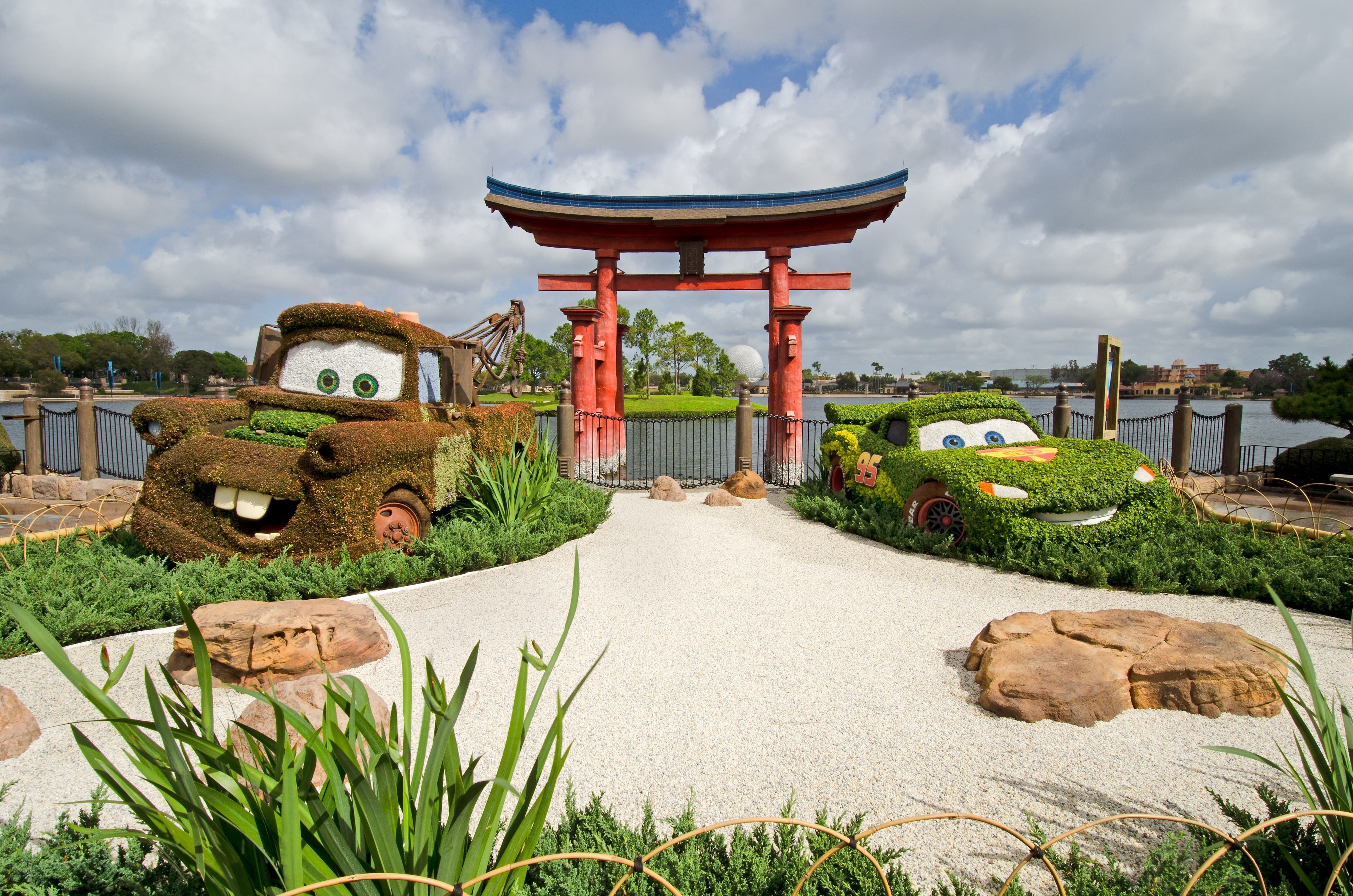 auto, automotive, architectural column, solid, driving, near, no people, grass, day, architecture, bushes, transportation, disney, characters, history, HD Wallpaper