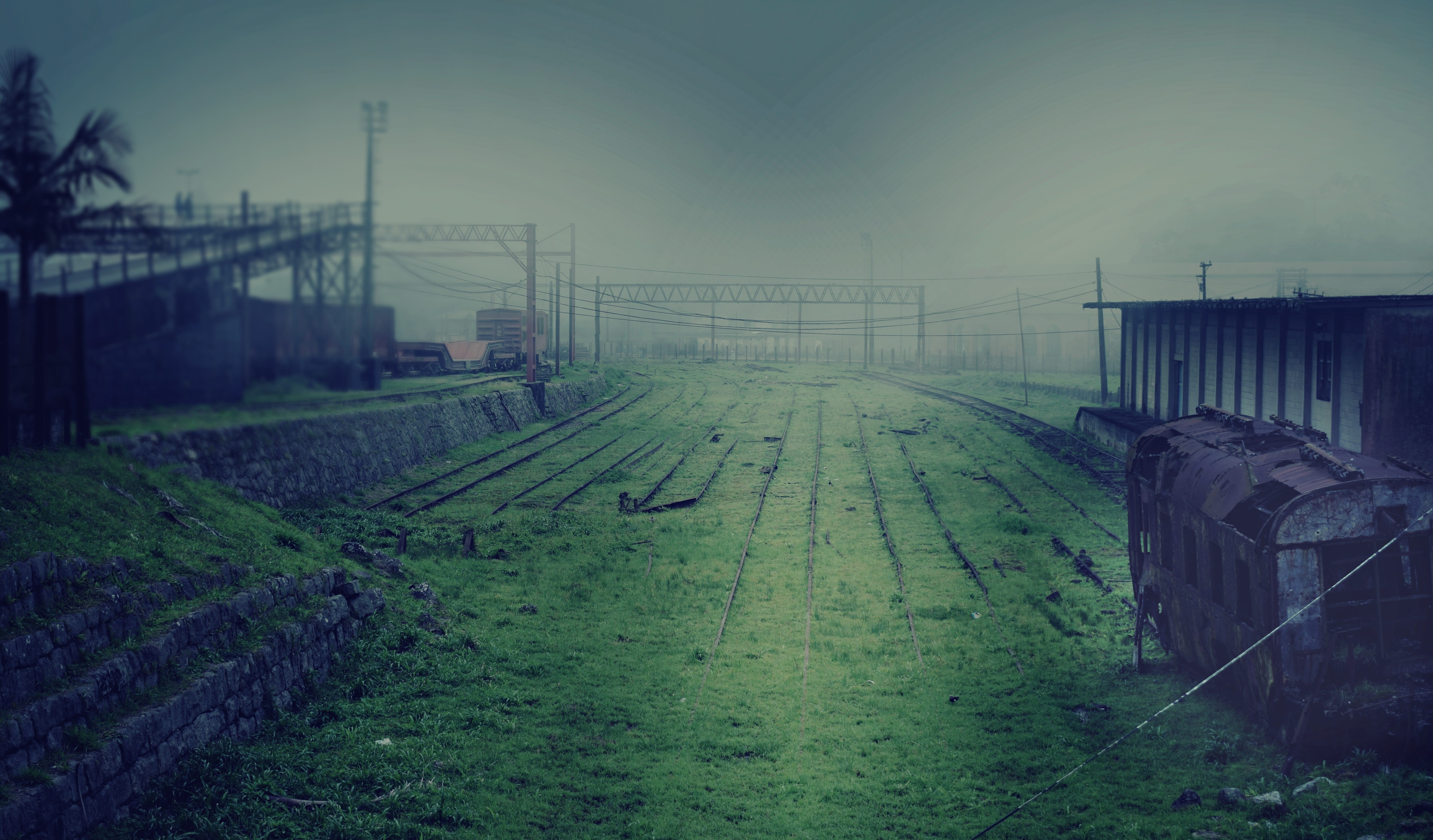 destroyed, nature, transportation, building exterior, no people, rural scene, rails, landscape, sky, land, field, plant, grass, architecture, supernatural, HD Wallpaper