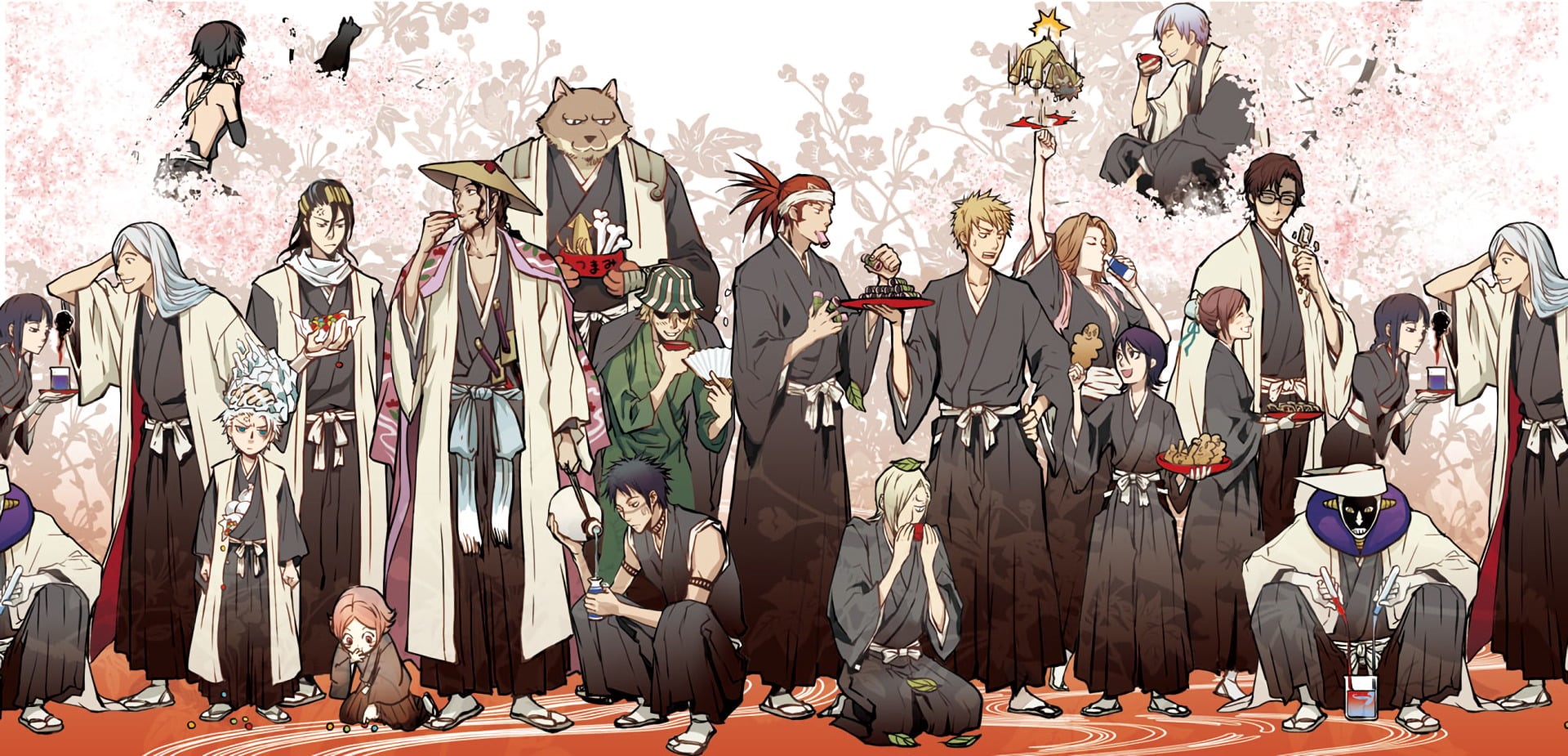 nature, Bleach, human representation, Byakuya Kuchiki, Sōsuke Aizen, large group of objects, Gin Ichimaru, Tōshirō Hitsugaya, plant, Hisagi Shūhei, 1080P, HD Wallpaper