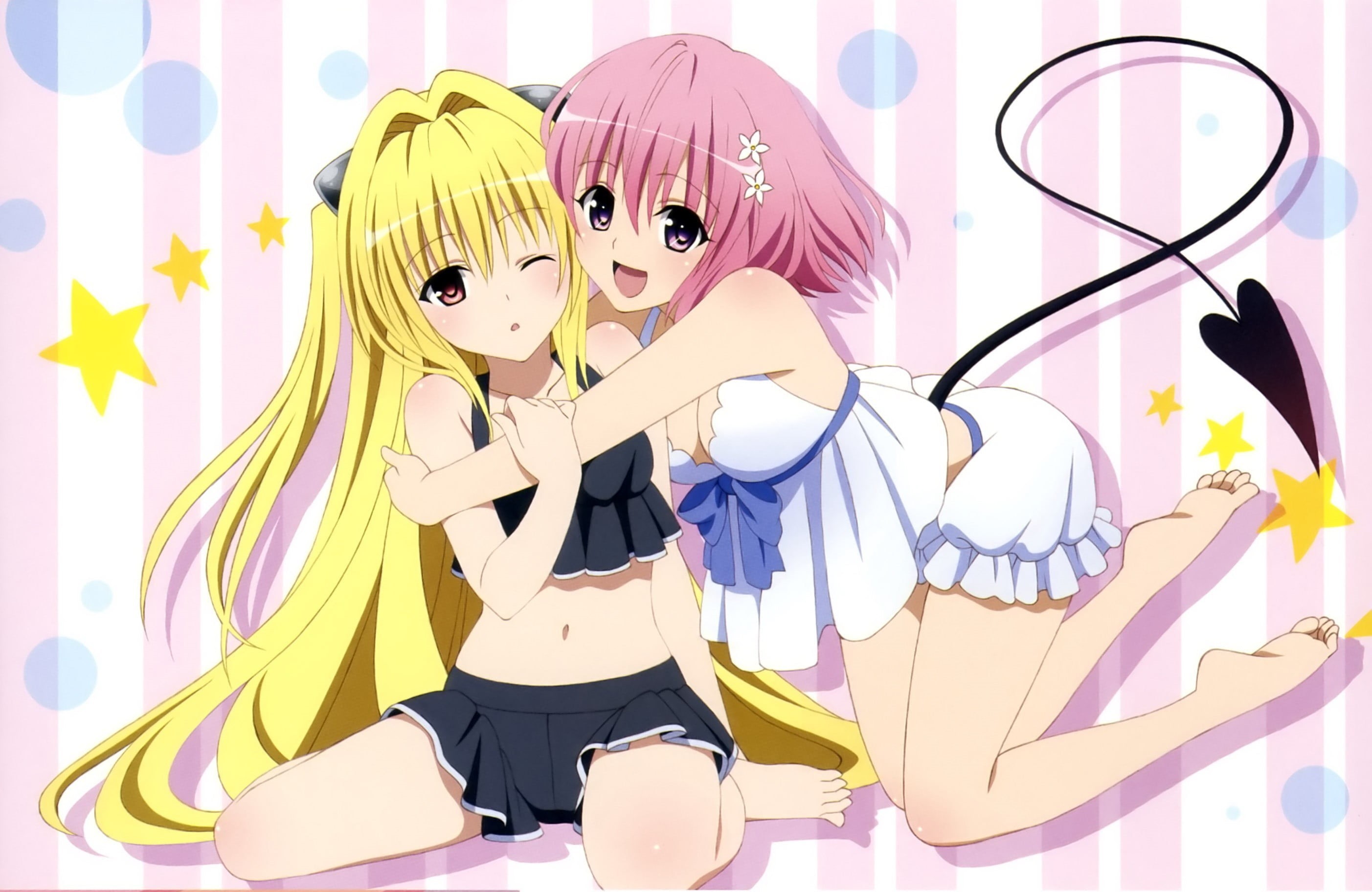 young adult, indoors, real people, front view, people, Golden Darkness, art and craft, pink color, costume, 2K, To Love-ru, anime girls, representation, HD Wallpaper