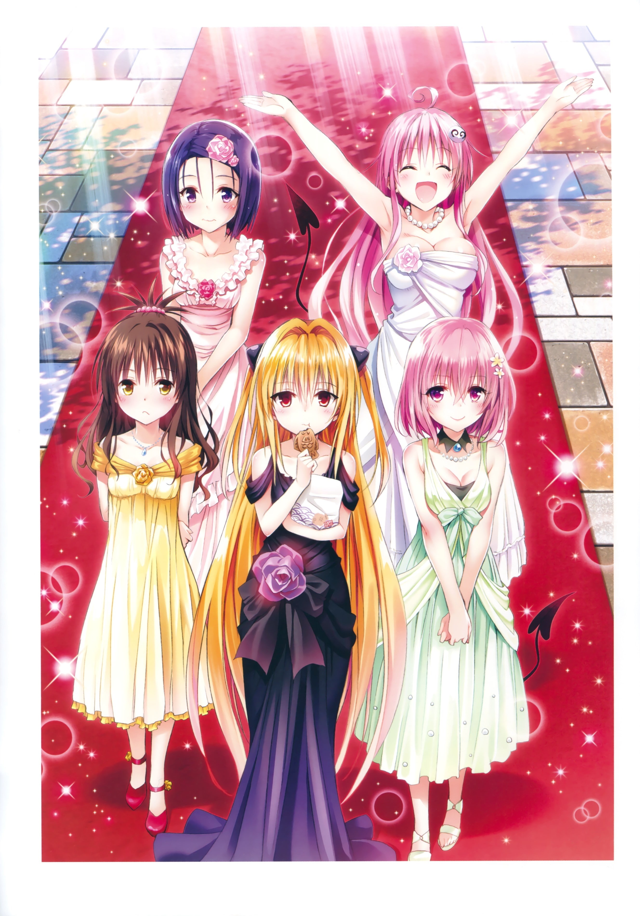 Sairenji Haruna, 2K, Golden Darkness, Yuuki Mikan, anime, To Love-ru, Lala Satalin Deviluke, anime girls, Momo Velia Deviluke, Phone HD Wallpaper