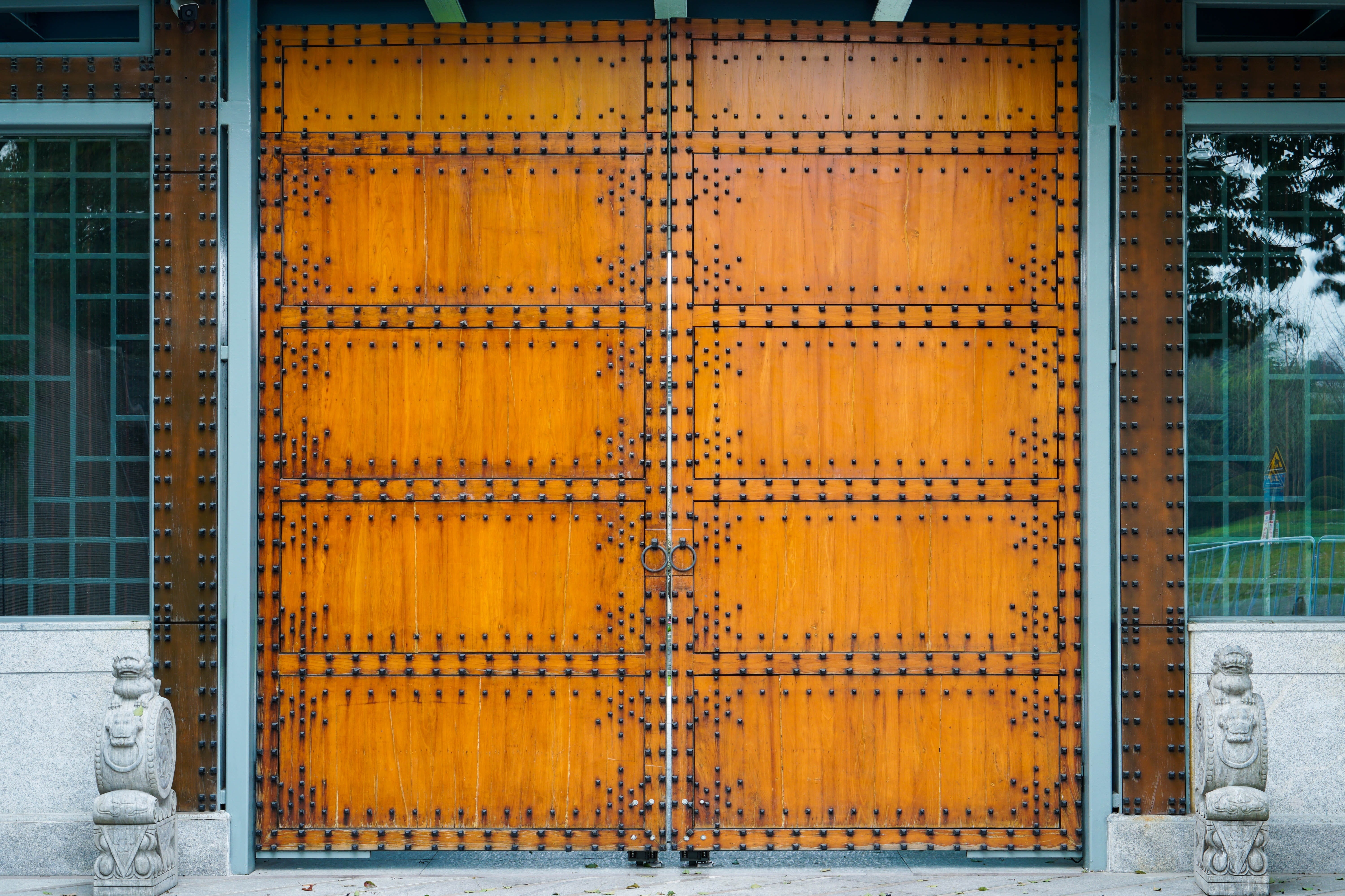 yellow, cross, metal, wood, pattern, nature, door, architecture, security, rivet, design, orange, building exterior, built structure, outdoors, no people, HD Wallpaper