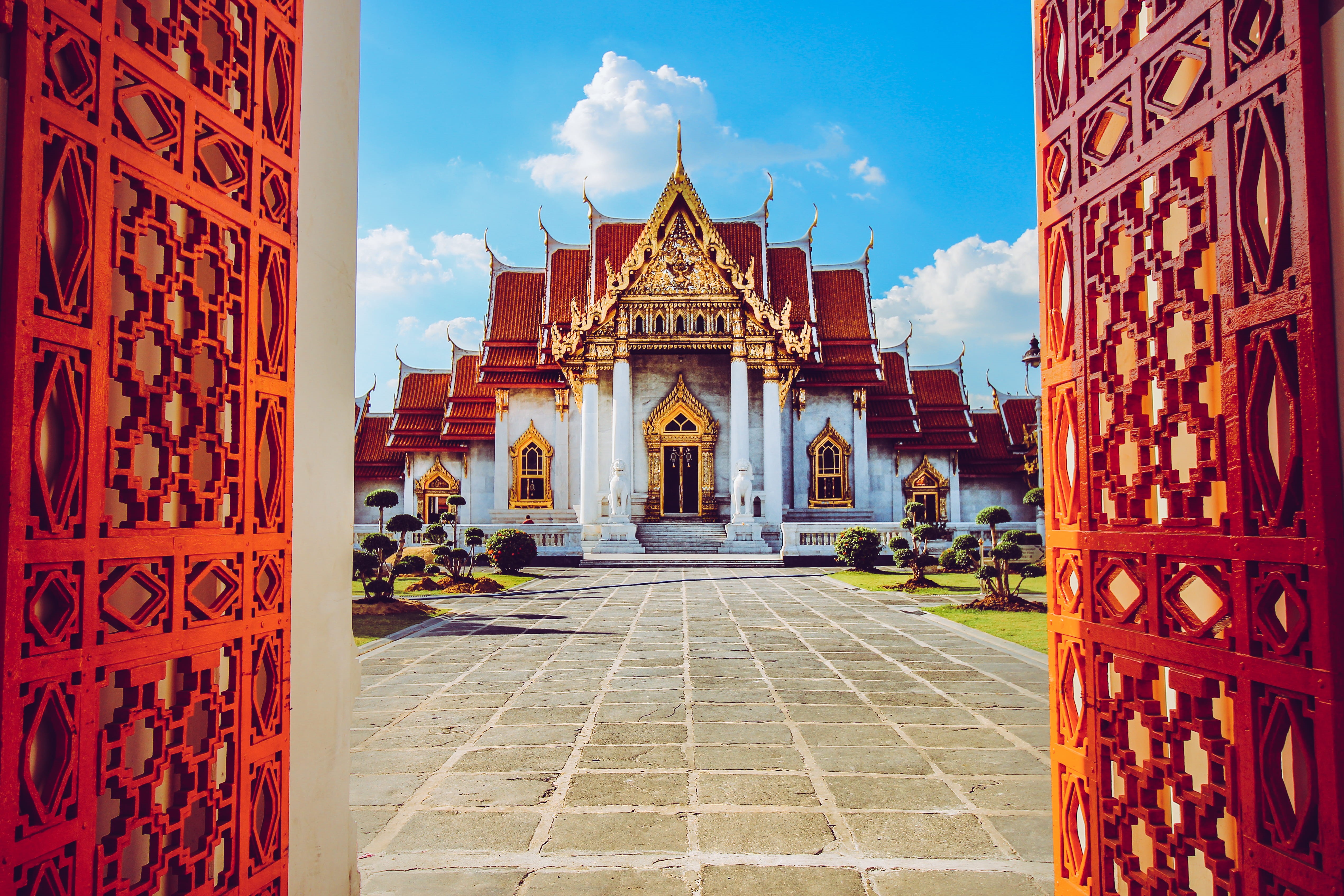 travel, temple, gate, steeple, travel destinations, place of worship, day, spire, town, church, flagstone, leading, the way forward, metropolis, the past, HD Wallpaper