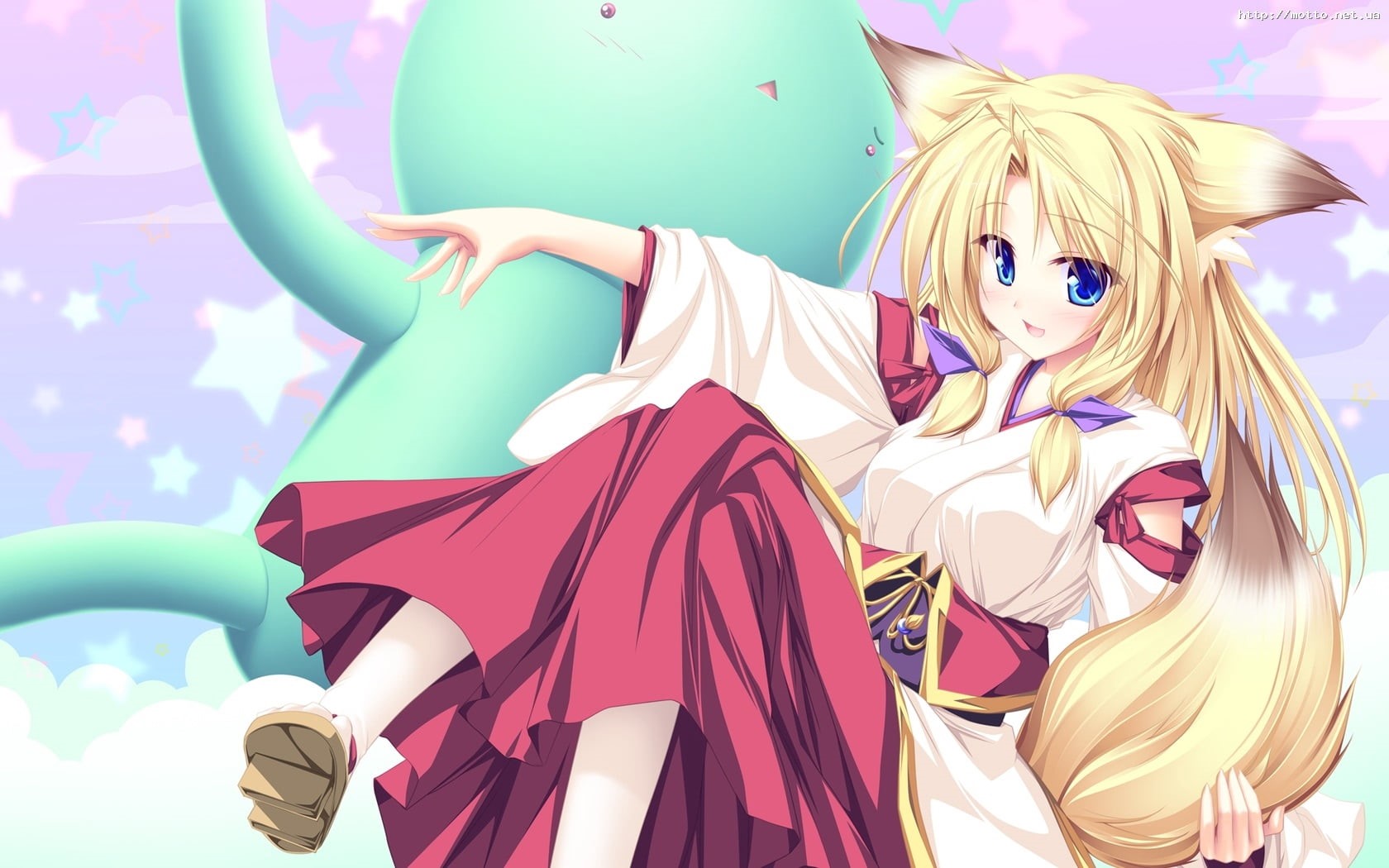 haired, kimono, ears, front view, beauty, computer Graphic, vector, image, fun, happiness, people, art and craft, tail, balloon, illustration, portrait, HD Wallpaper