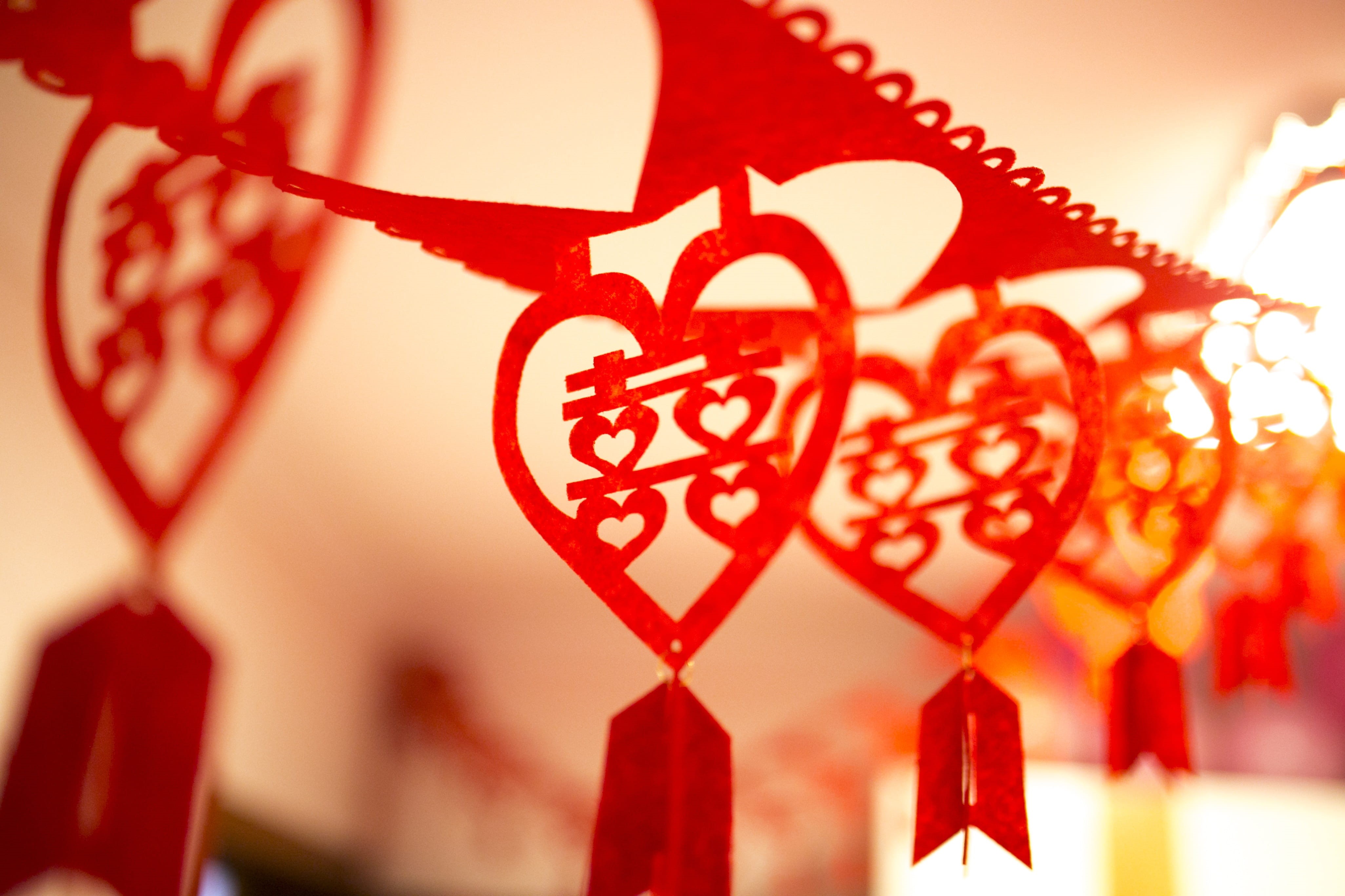wedding, hanging, holiday, red, no people, traditional festival, chinese lantern festival, event, double happiness word, communication, text, luck, positive emotion, HD Wallpaper