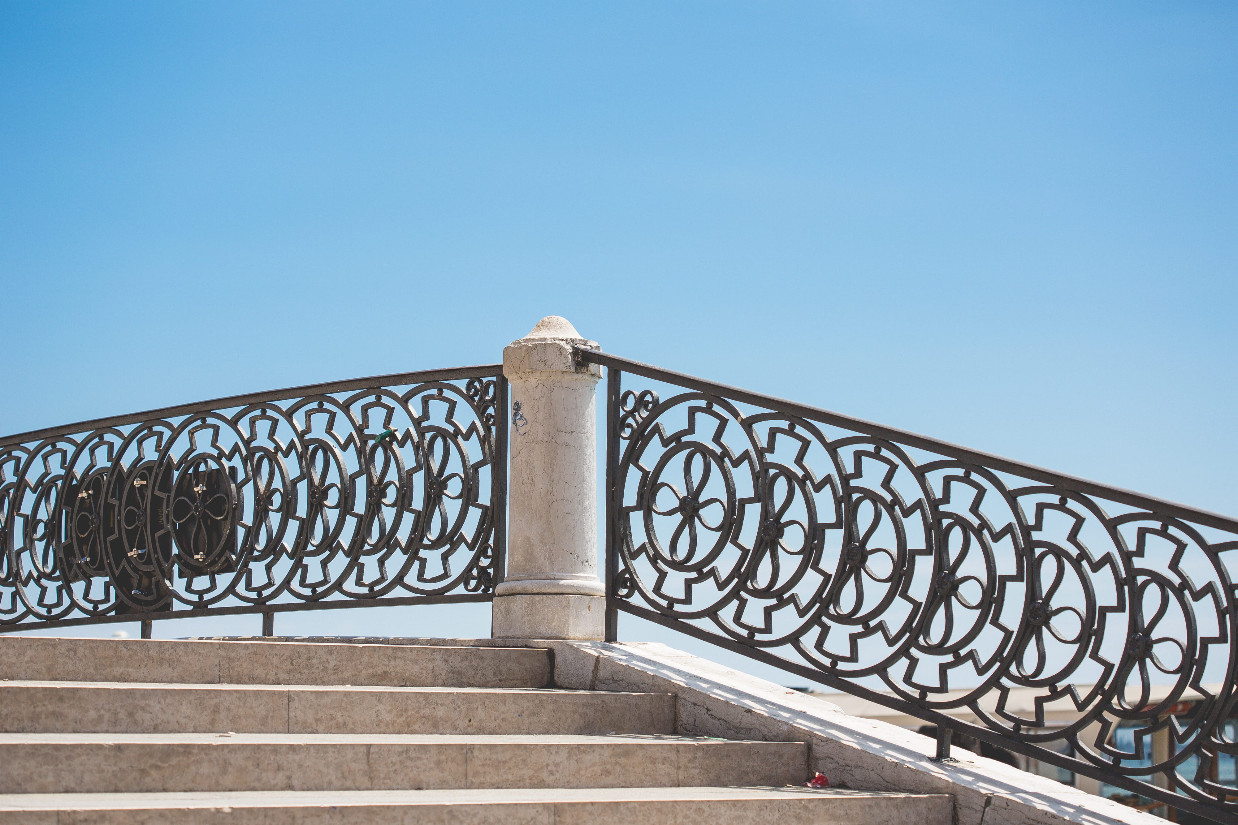 clear sky, wrought Iron, no People, fence, Venice, Handrails, history, blue, italy, Vintage, the past, architecture, travel destinations, room for text, HD Wallpaper