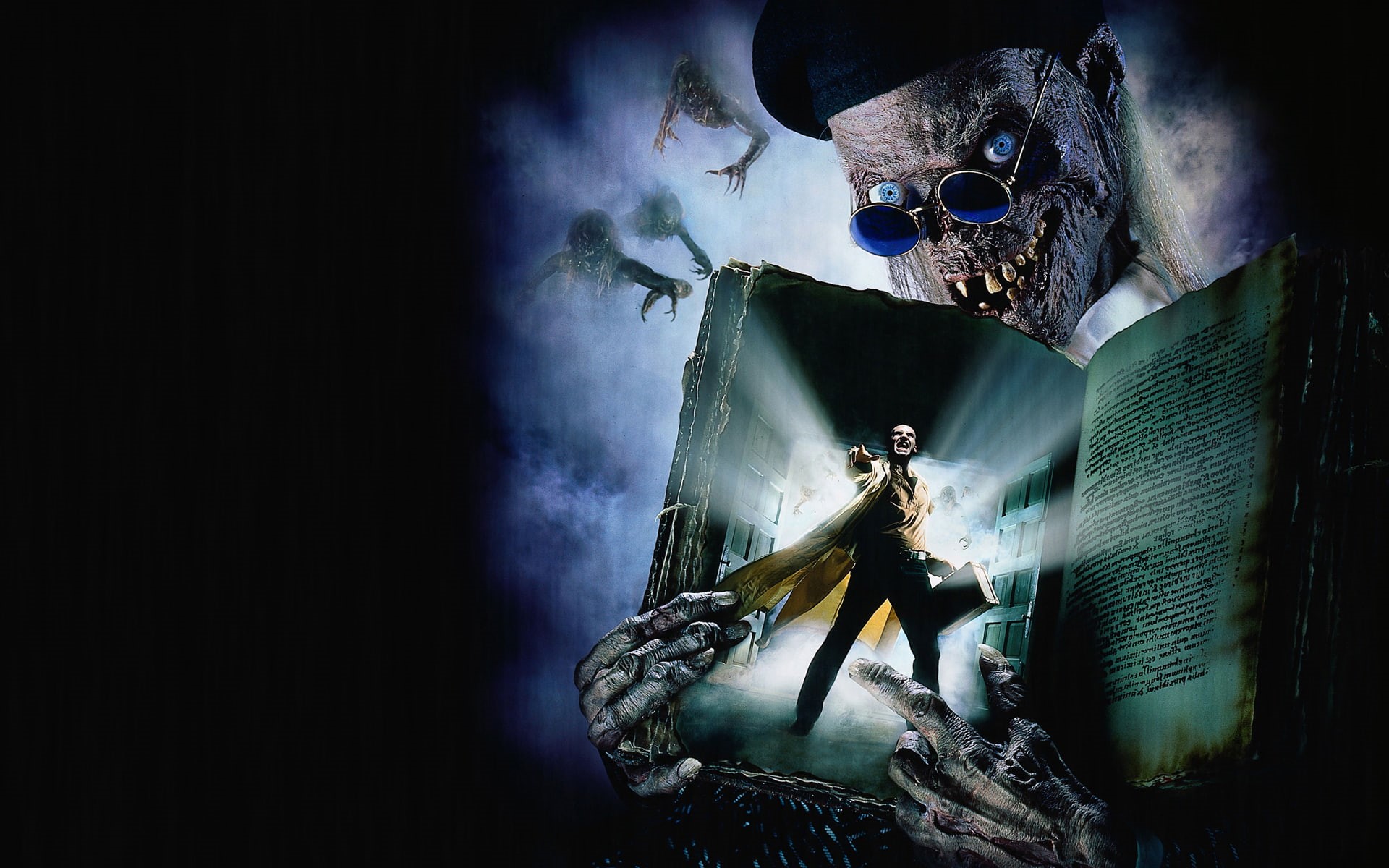 suitcase, Tales from the Crypt: Demon Knight, the demon, smile, creatures, skeleton, the dark background, 1080P, book, HD Wallpaper