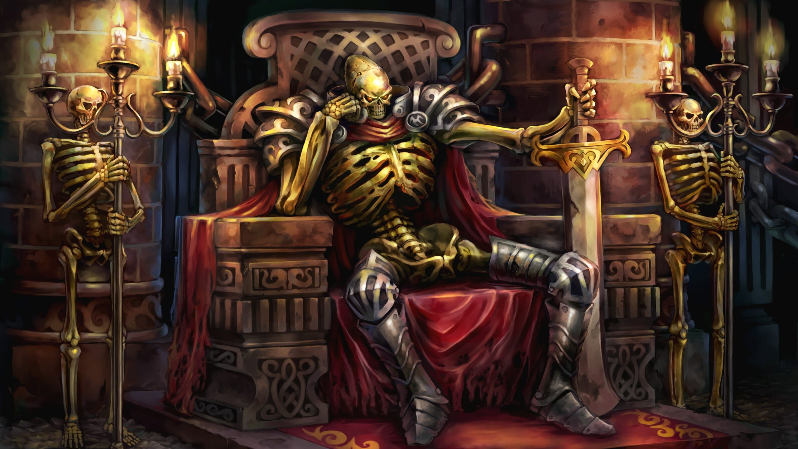 the past, hell, death, 2K, indoors, Welcome to Hell, dungeon, history, candles, gilded, skeletons, altar, human representation, statue, place of worship, HD Wallpaper