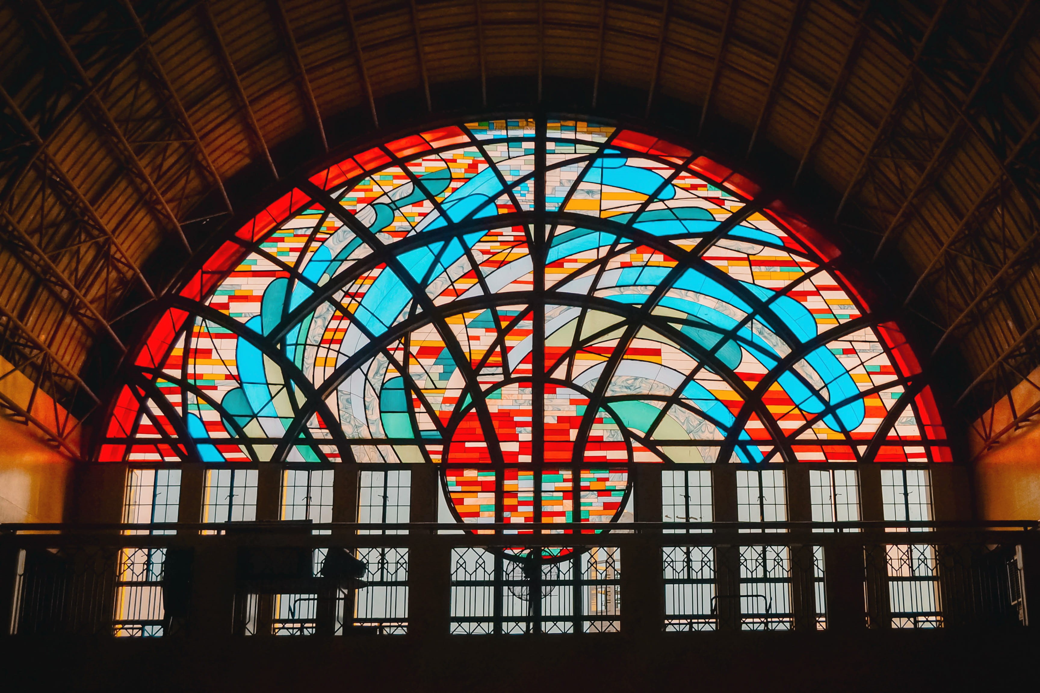 design, philippines, porch, no people, building, art, arched, shape, glass, wheel, architecture, spirituality, crypt, stained glass, glass - material, window, HD Wallpaper
