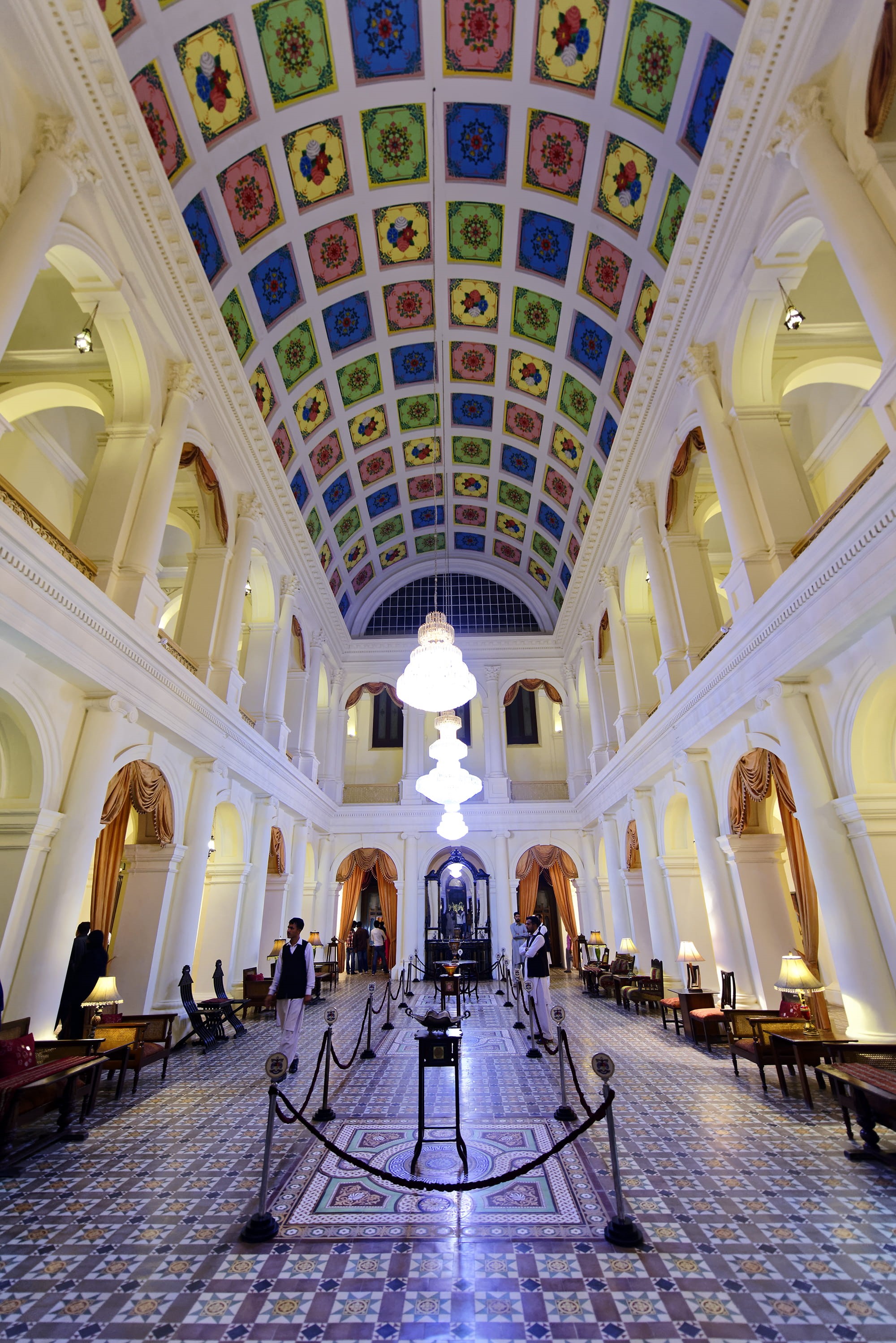 noor mahal inside, indoors, history, illuminated, buildings, arch, colorful, travel destinations, place of worship, handrail, bahawalpur, day, architect, Phone HD Wallpaper