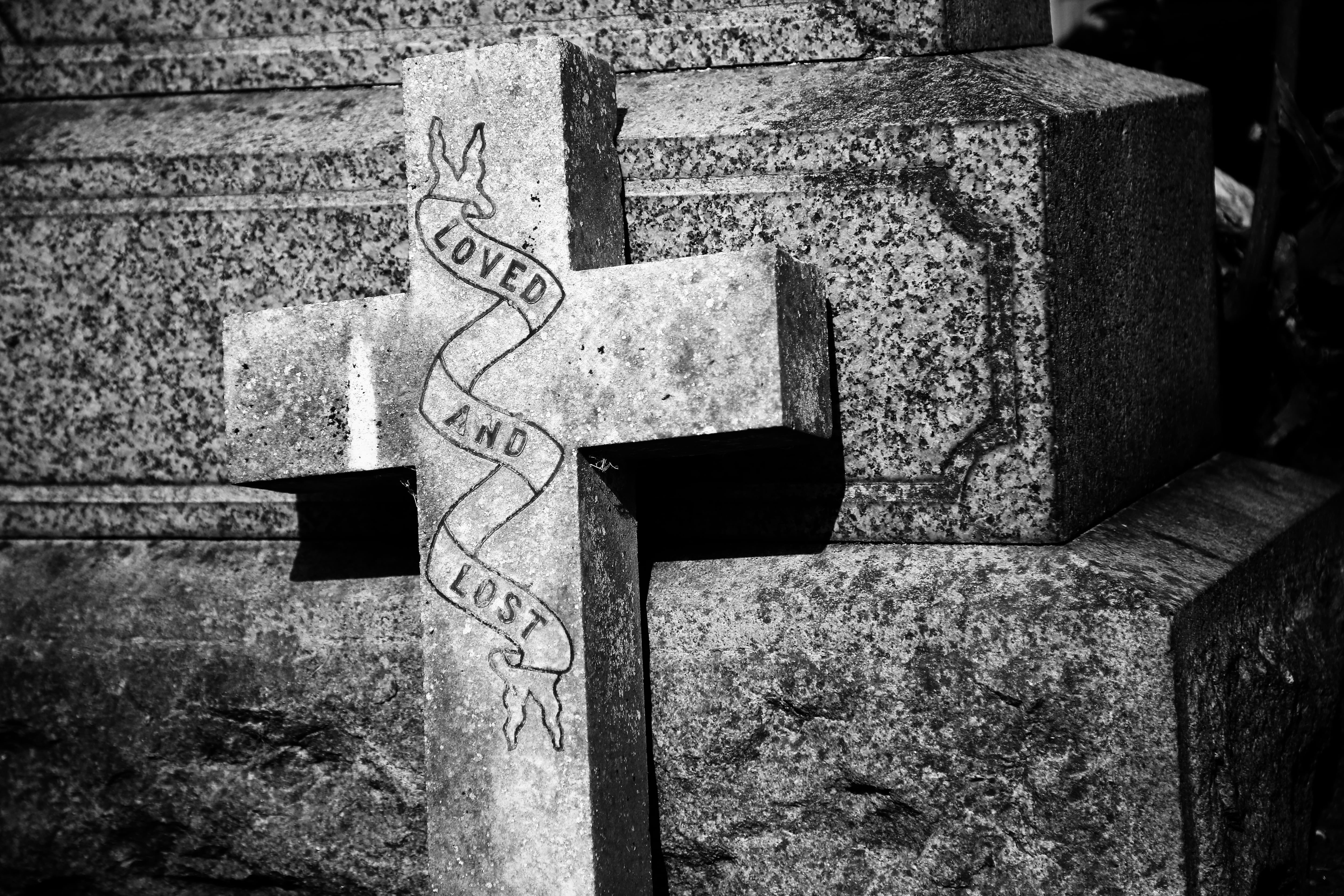 symbol, death, message, outdoors, tombstone, concrete, grave, interior design, architecture, lost, close-up, cross, old, nostalgia, spirituality, HD Wallpaper