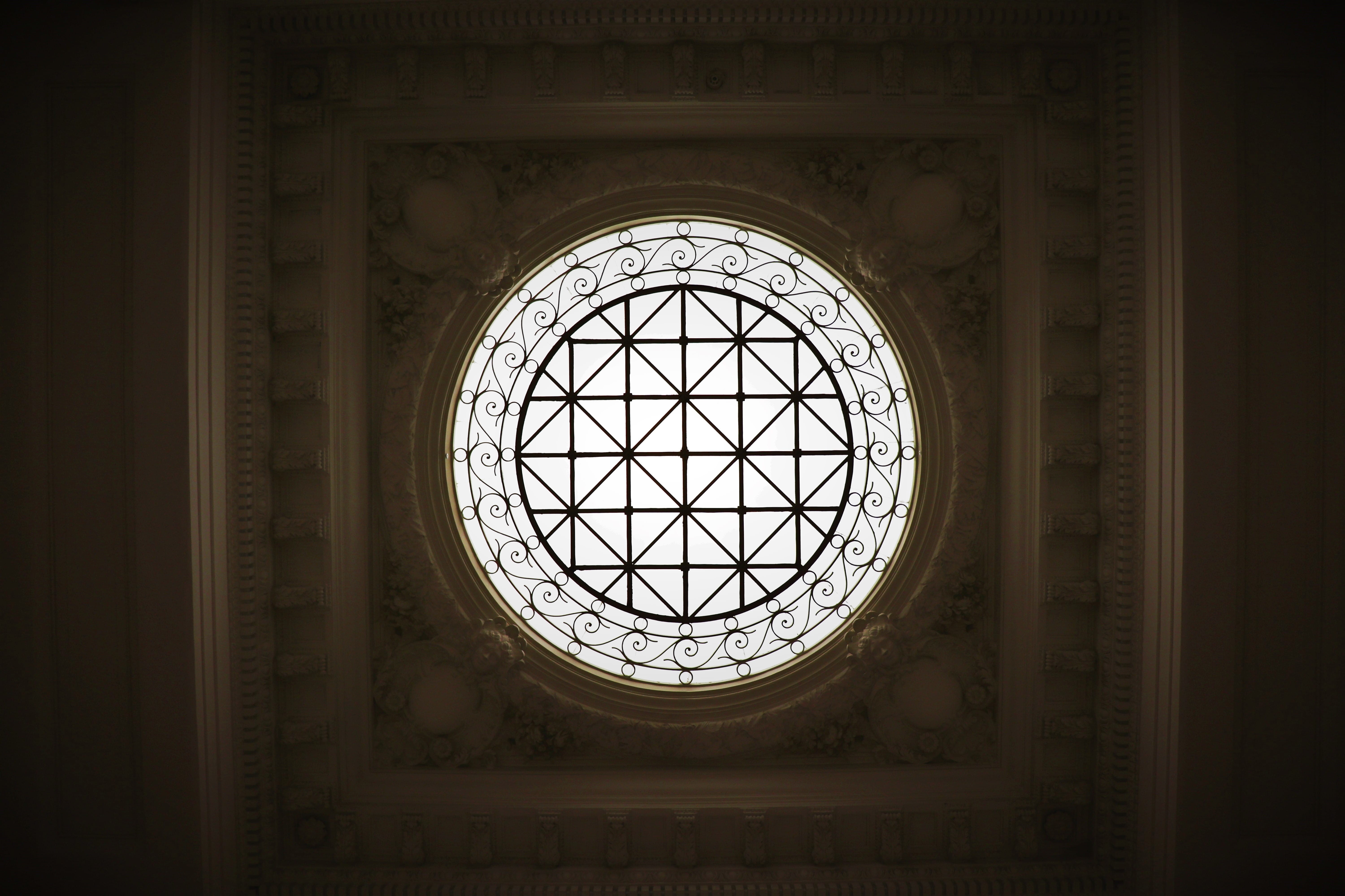 built structure, apse, sunlight, oval, 5K, directly below, building, design, cupola, art and craft, skylight, food, france, low angle view, ornate, day, HD Wallpaper