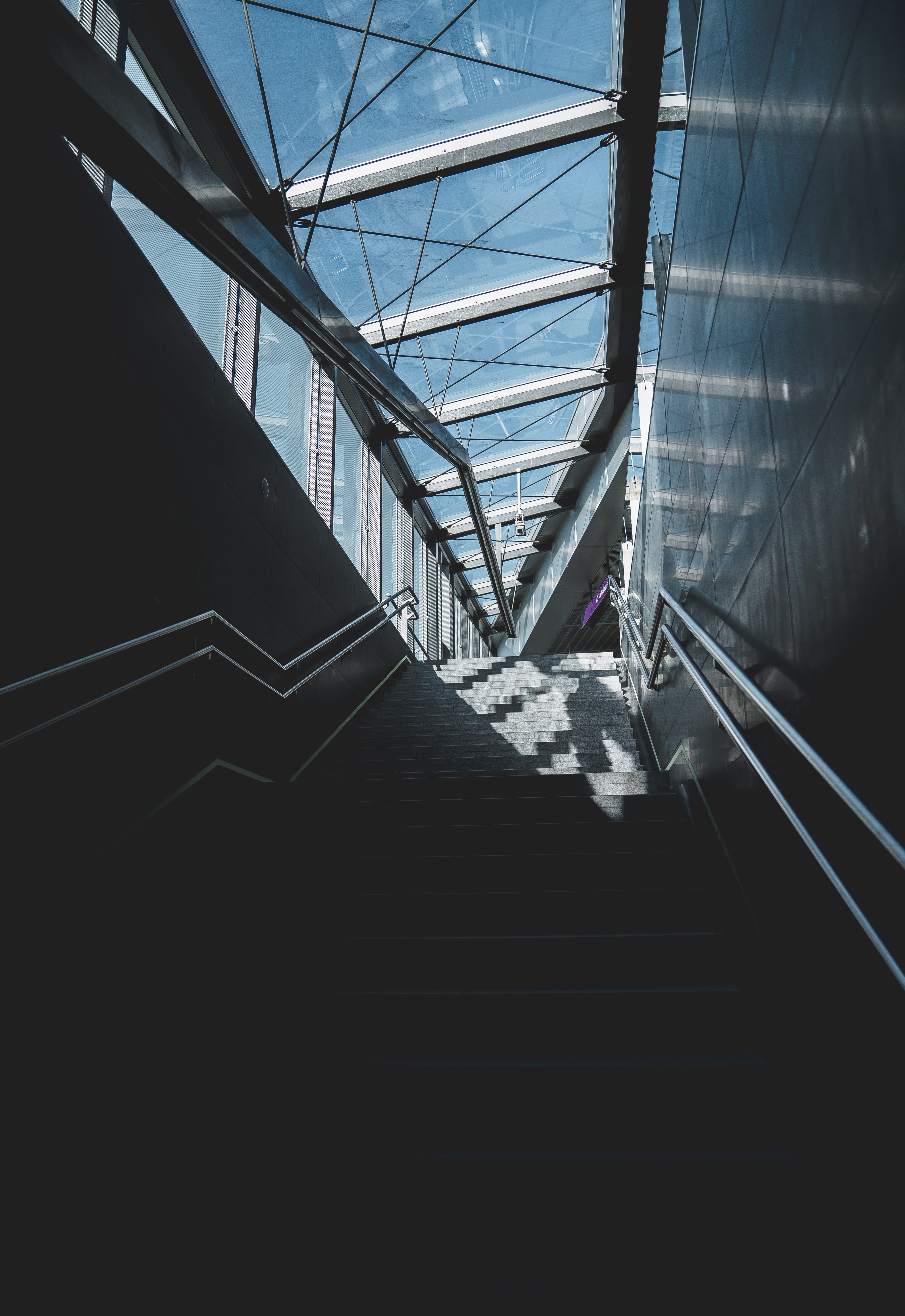 window, city, no people, railing, rural, transportation, indoors, outdoors, connection, absence, terminal, countryside, architecture, staircase, corridor, Phone HD Wallpaper