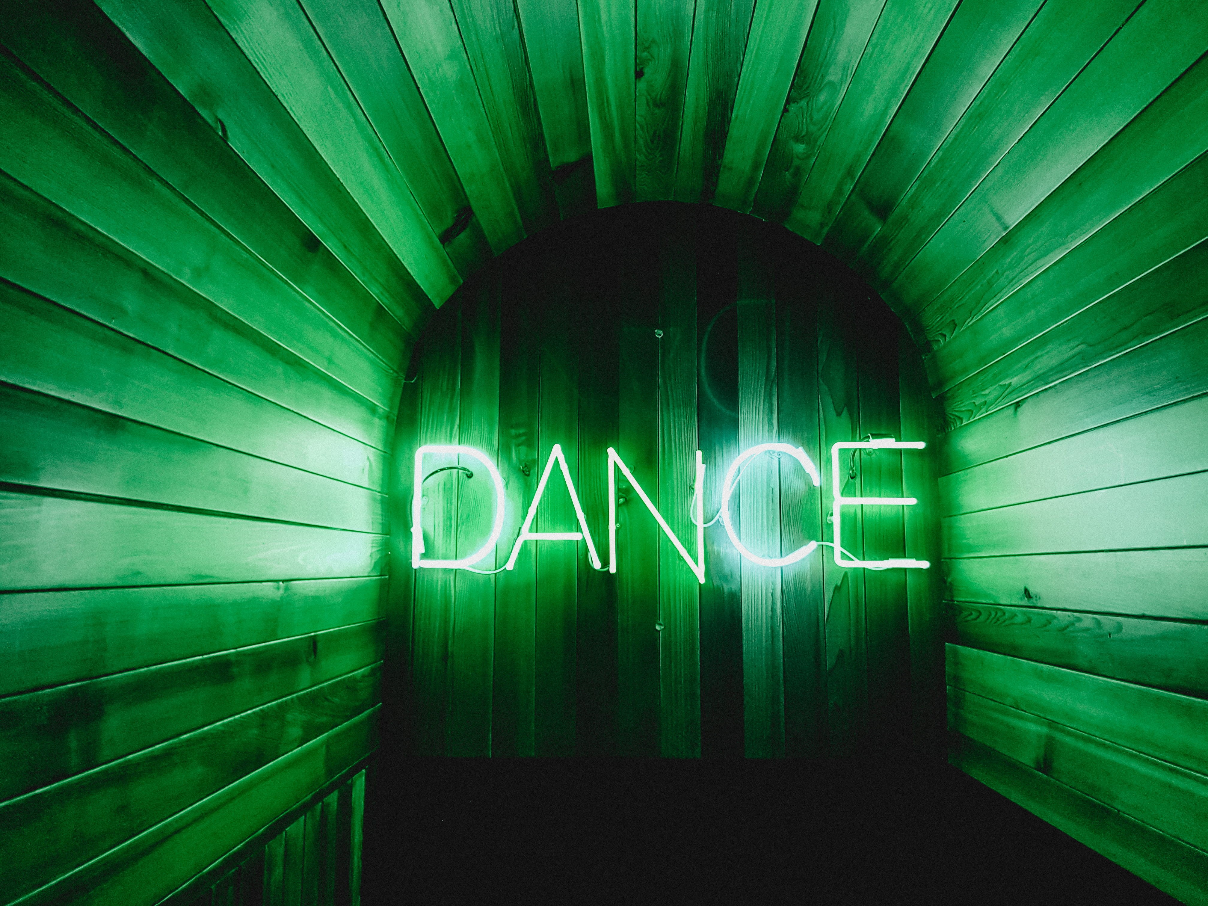 text, electricity, western script, indoors, night, green neon, creativity, advice, sign, corridor, simple, dance, neon colored, neon sign, single word, HD Wallpaper