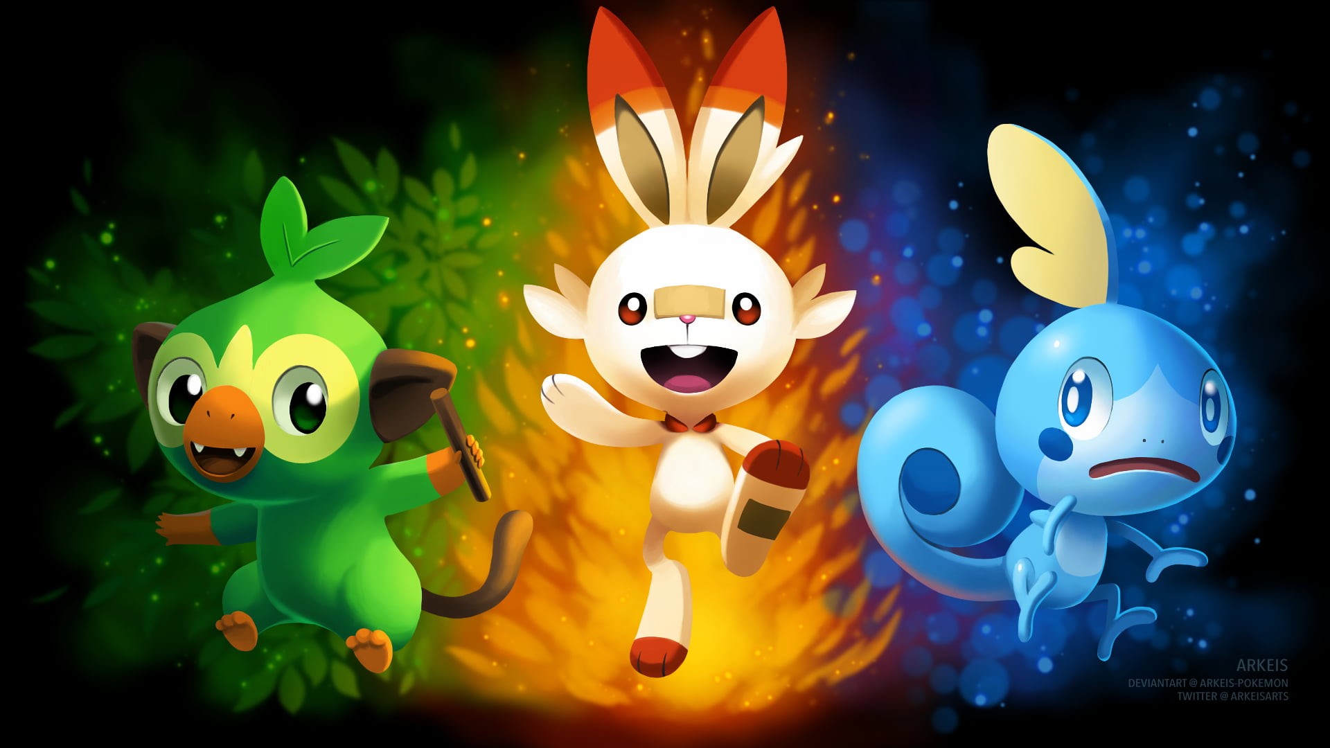 Pokémon, Grookey (Pokémon), Sobble (Pokémon), Pokémon: Sword and Shield, 1080P, Scorbunny (Pokémon), HD Wallpaper