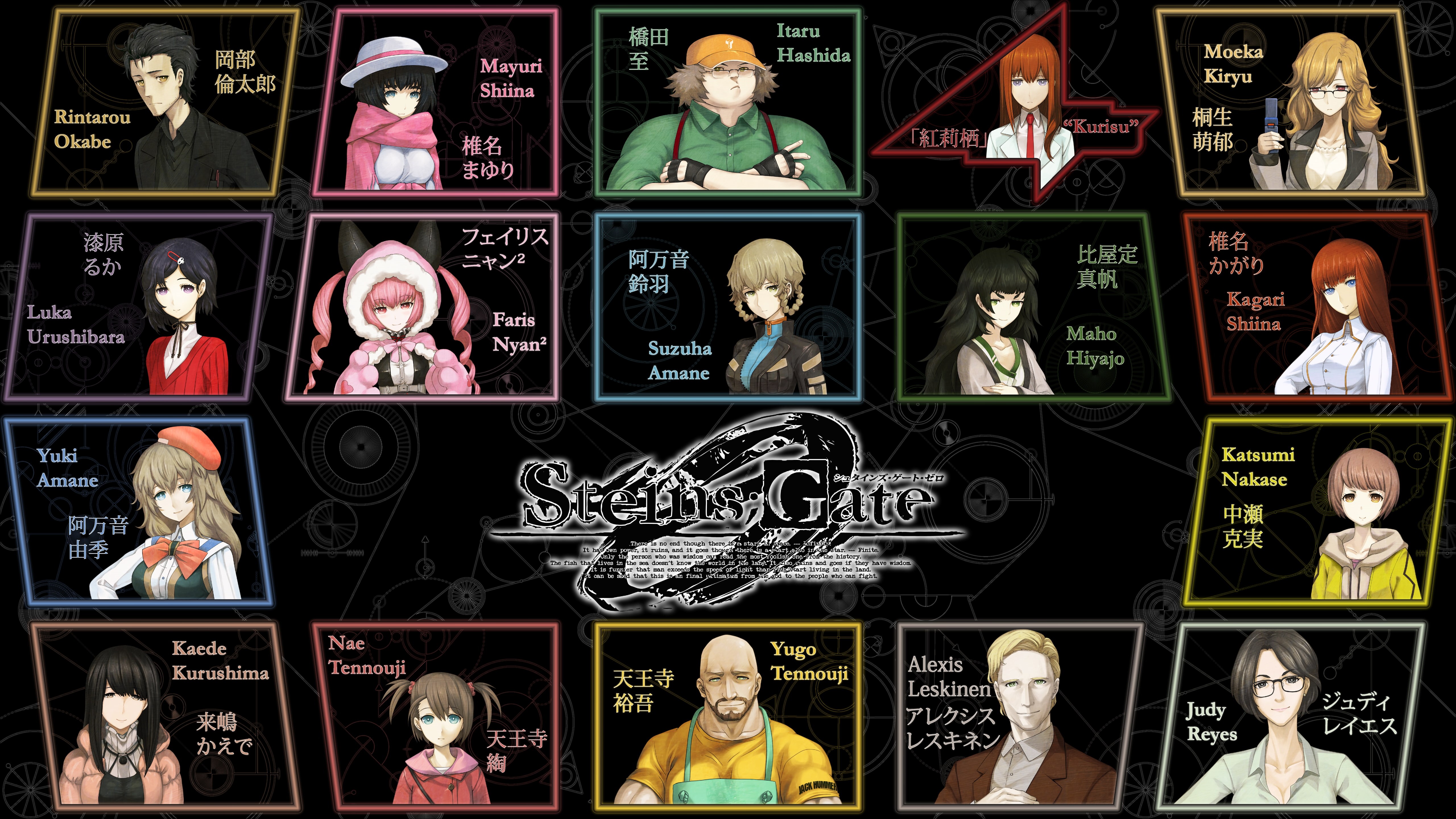 Steins;Gate 0, store, people, collection, Makise Kurisu, Tennouji Yuugo, Kurushima Kaede, retail display, Okabe Rintarou, art and craft, Kiryuu Moeka, Faris Nyannyan, HD Wallpaper