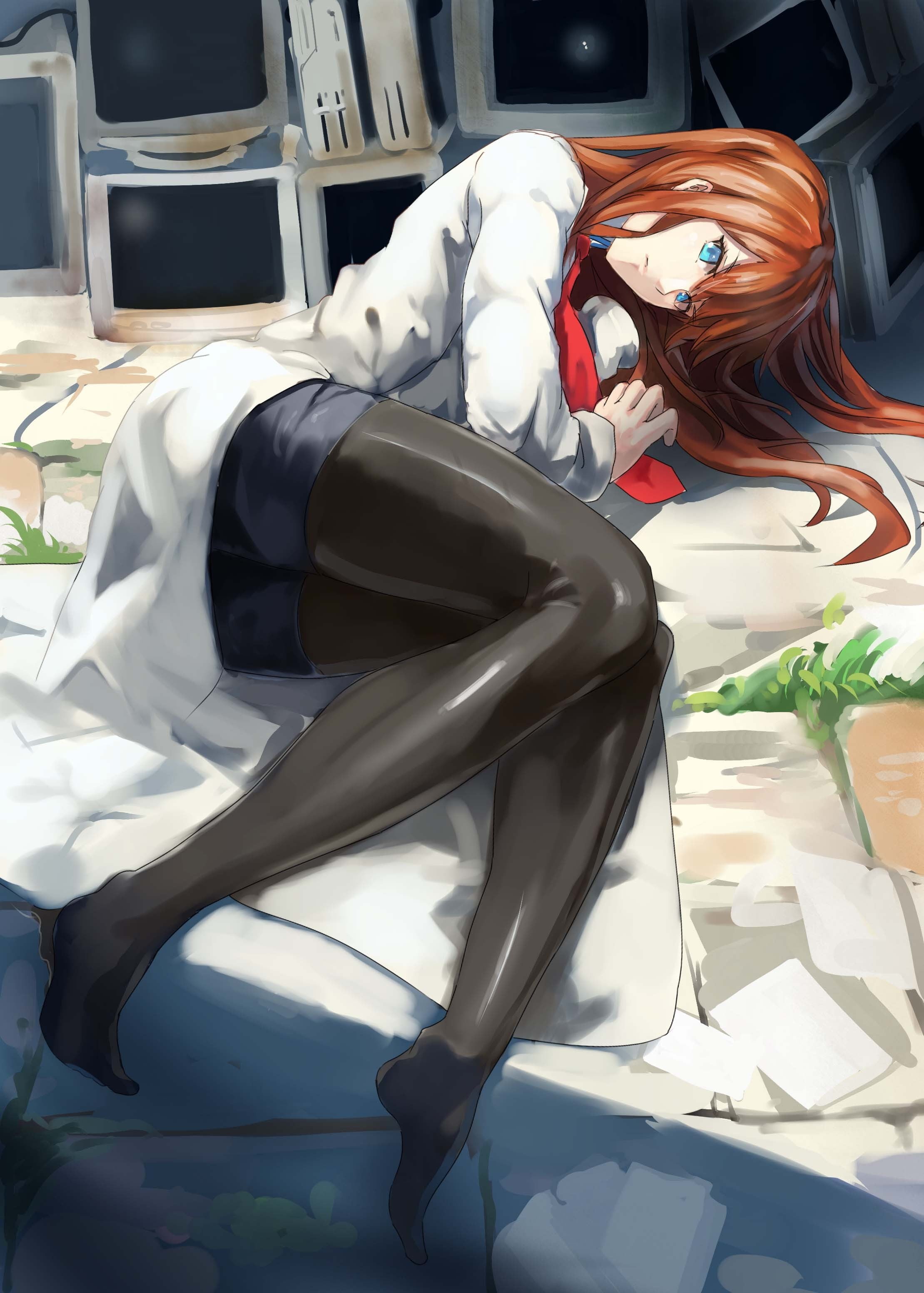 uniform, mode of transportation, anime girls, Makise Kurisu, legs, people, seat, transportation, clothing, bed, sport, bag, young adult, Steins;Gate, adult, Phone HD Wallpaper
