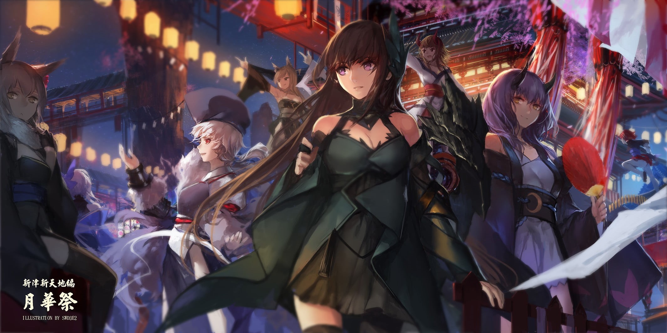 illuminated, dress, architecture, lifestyles, original characters, clothing, city, people, building, standing, Japanese clothes, shopping, market, 1080P, HD Wallpaper