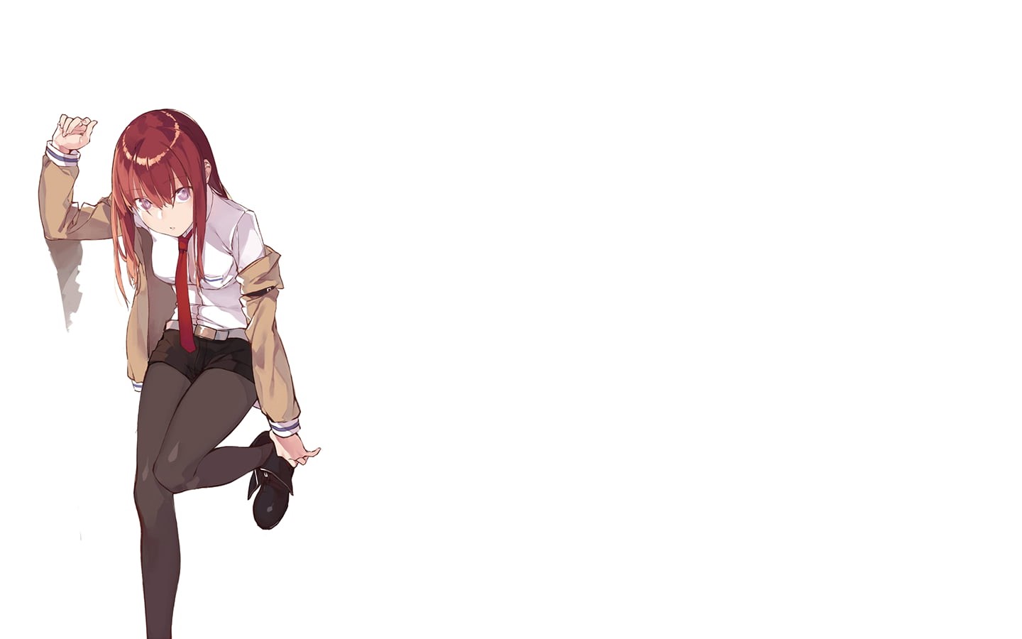 copy space, hairstyle, full length, front view, lifestyles, Makise Kurisu, indoors, one person, hair, white background, beautiful woman, adult, Steins;Gate, HD Wallpaper