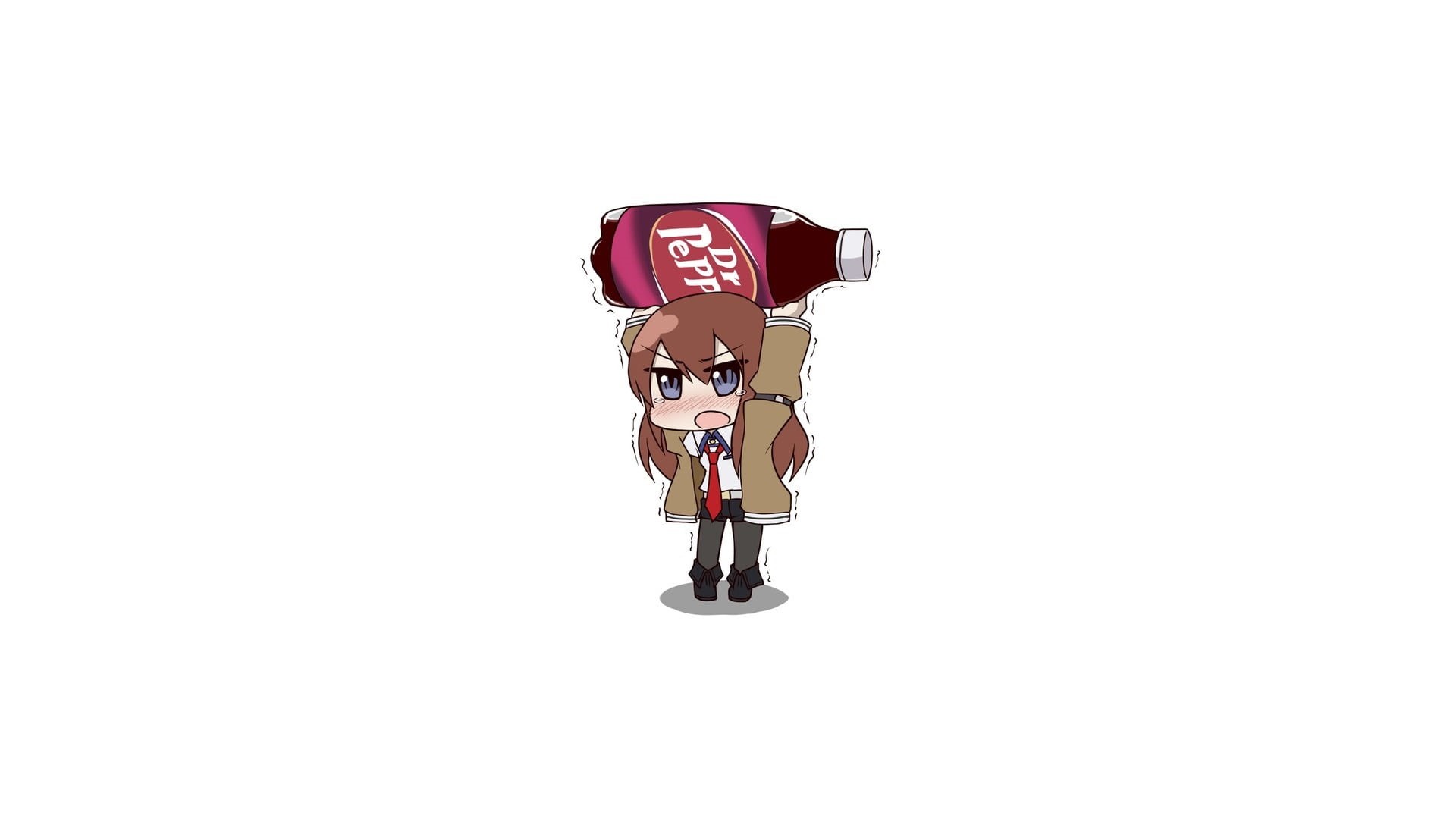 Dr Pepper, copy space, figurine, pepper, animated, indoors, art and craft, human representation, Makise Kurisu, girl, communication, holding, creativity, HD Wallpaper