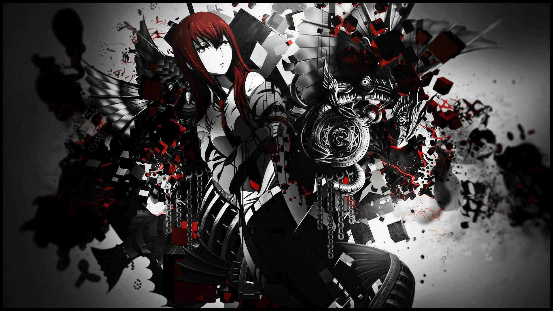 abstract, 1080P, red, Makise Kurisu, scientists, Steins;Gate, HD Wallpaper