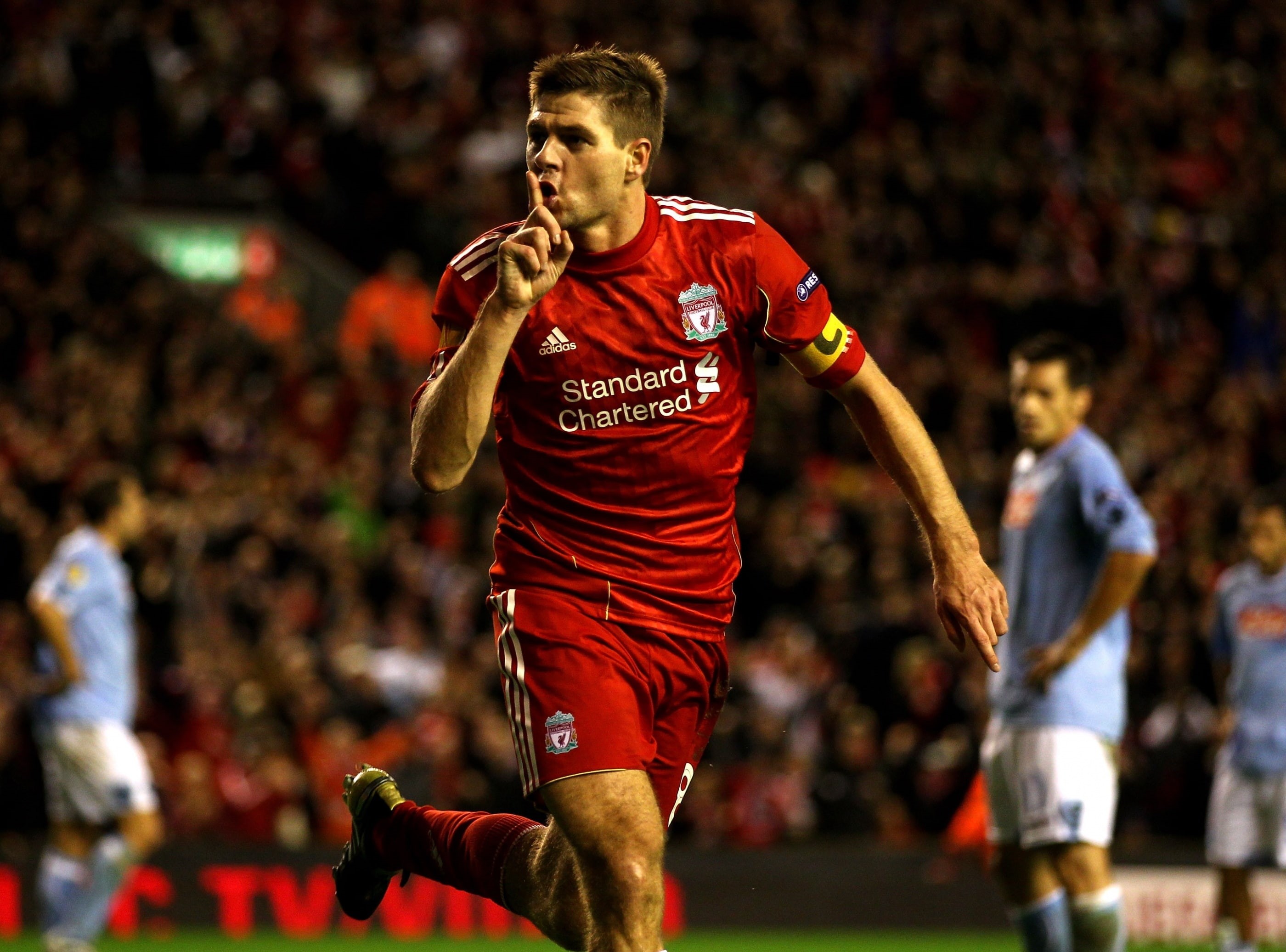 jersey, red, competition, incidental people, three quarter length, Liverpool, adidas, group of people, s, sport, effort, Steven, soccer, Sports, skill, HD Wallpaper