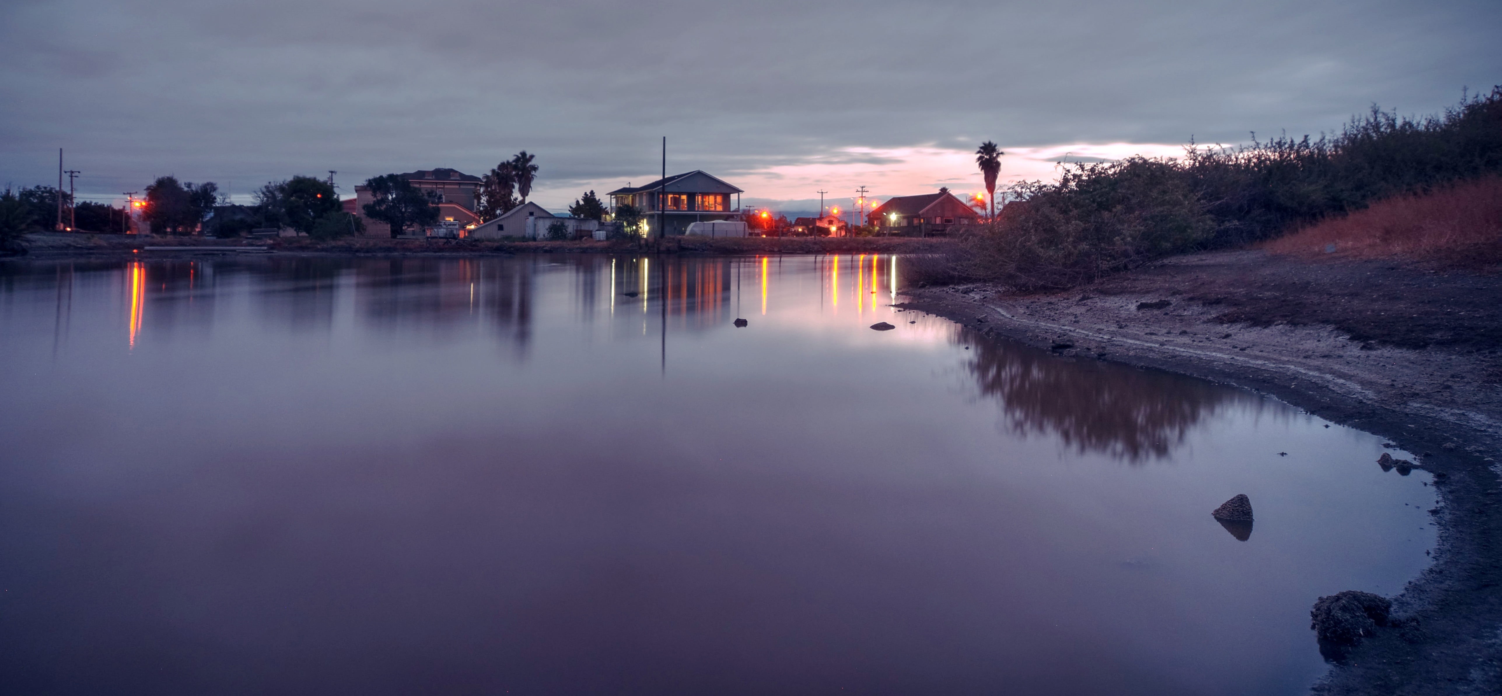 San Francisco Bay, County Park, near, HDR, NEX-6, Silent night, Silicon Valley, 5K, outdoor, water, house, body, salt pond, RAW, Alviso  California, body of water, HD Wallpaper