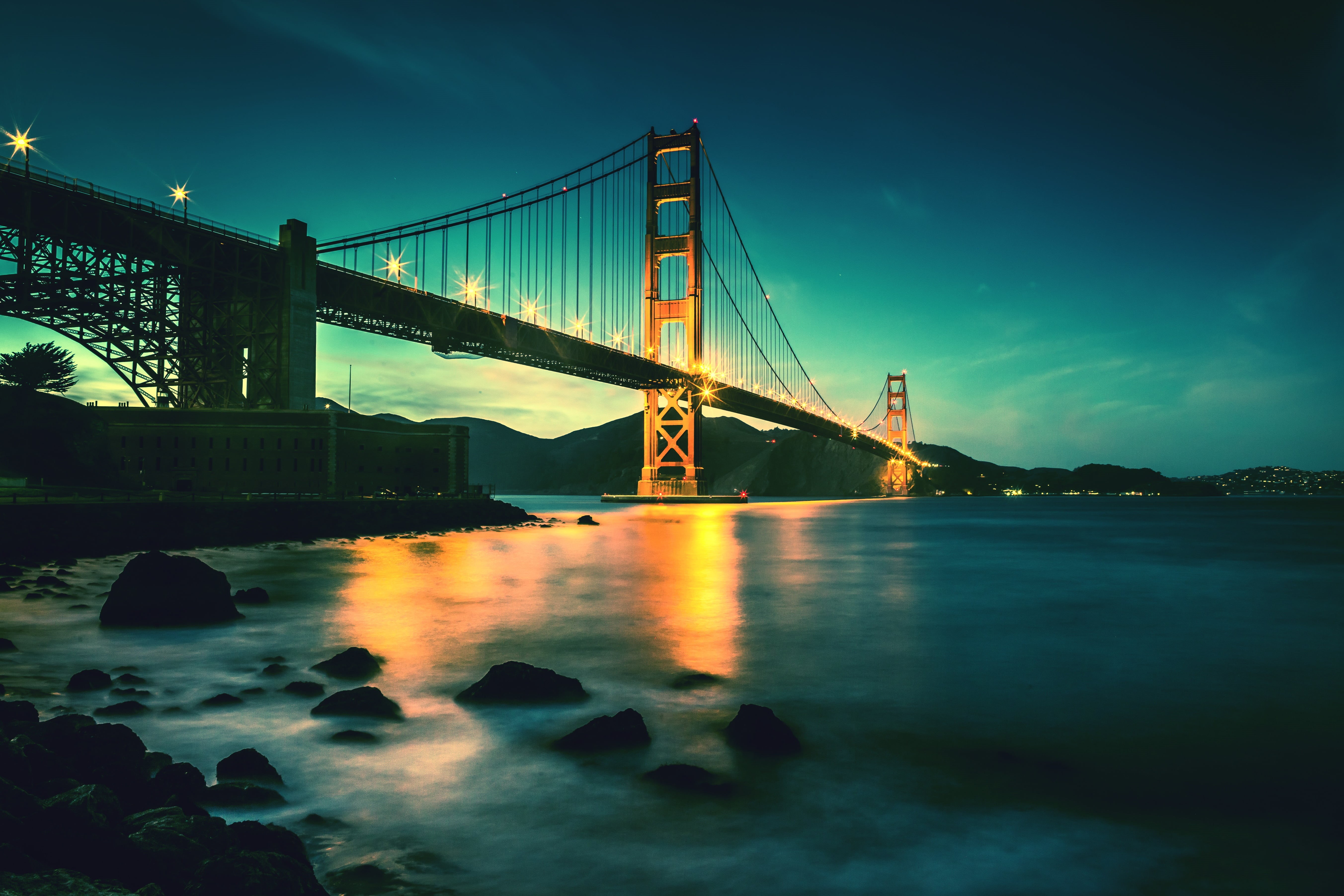 water, sky, USA, bridge - Man Made Structure, famous Place, Straight, bridge, near, cityscape, 5K, California, sea, My Face, Golden Gate Bridge, suspension Bridge, HD Wallpaper