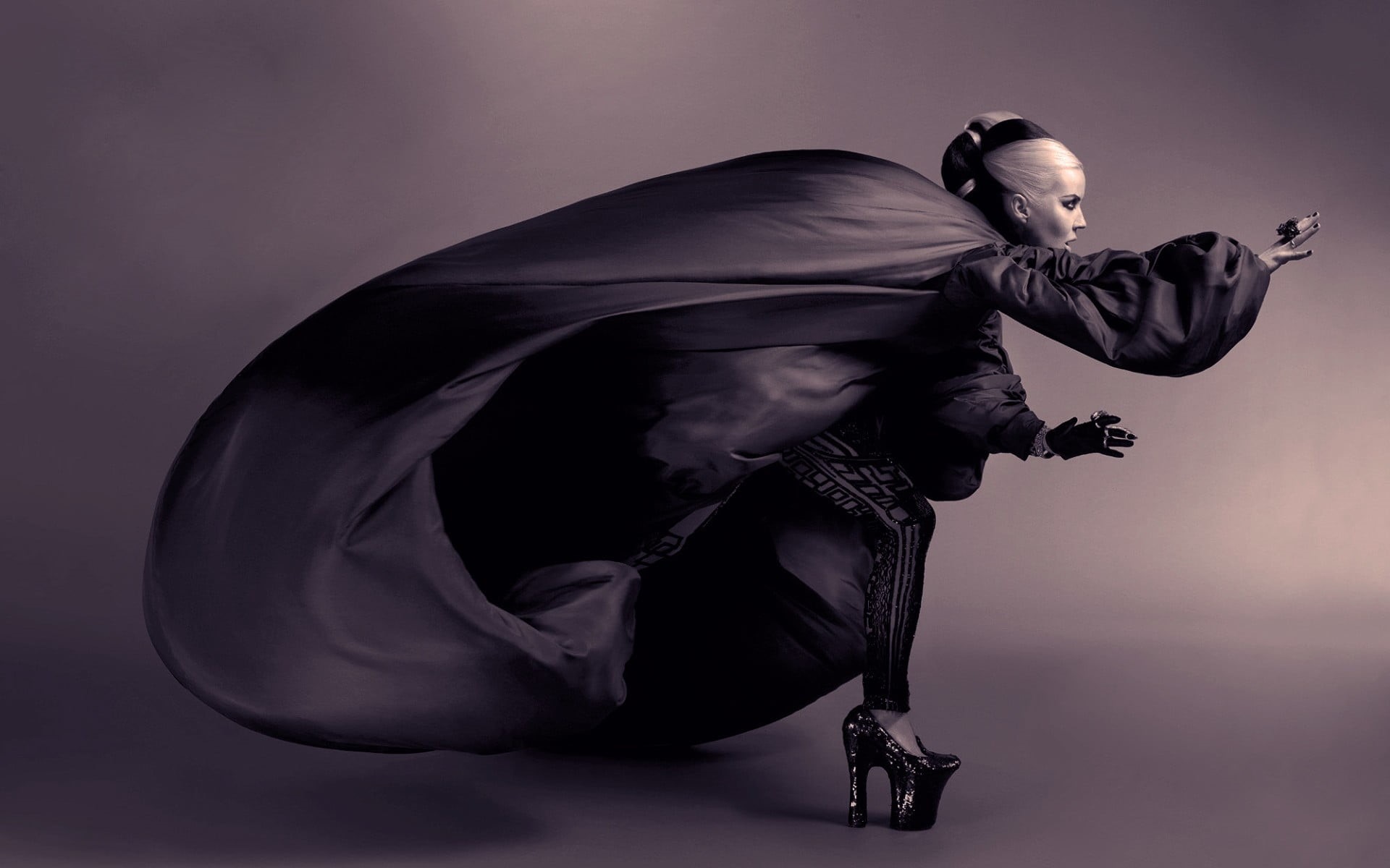 full length, studio shot, indoors, model, clothing, arts culture and entertainment, stage, adult, sepia, gray, performance, young adult, dancing, women, HD Wallpaper