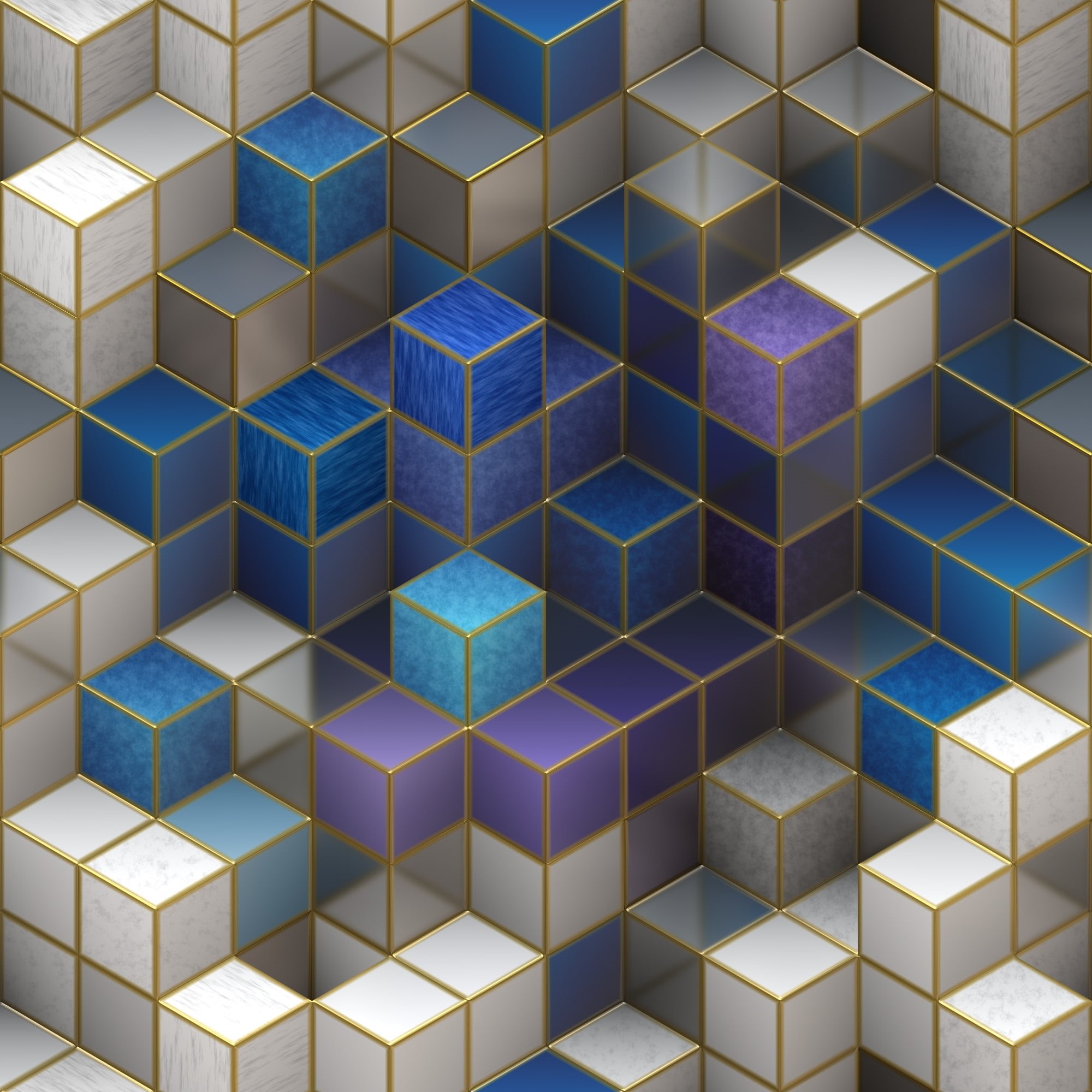 cubes, geometric shape, pattern, digital composite, three dimensional, modern, white, block, indoors, tile, square, purple, square shape, illustration, Phone HD Wallpaper