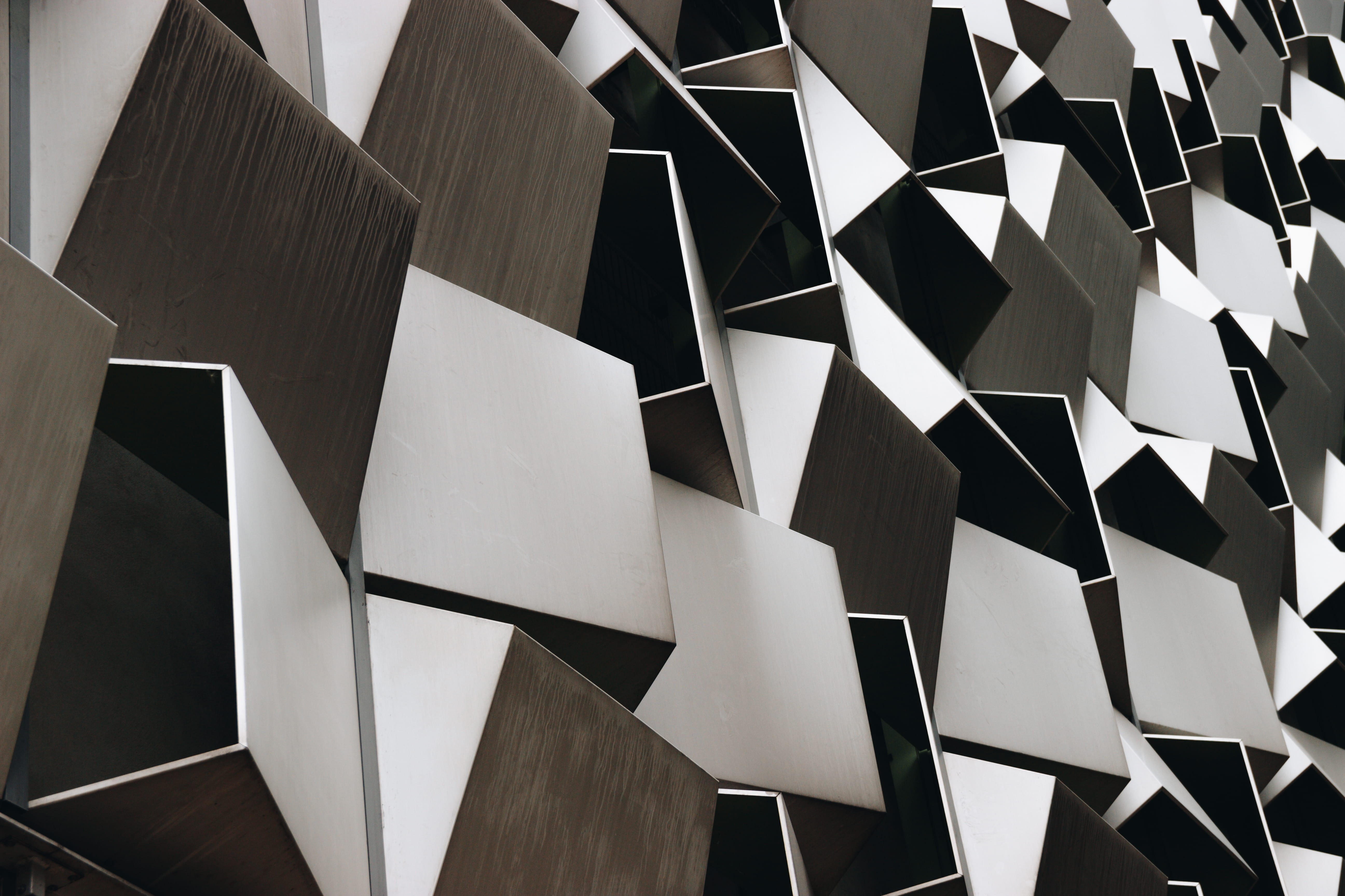 hexagonal, modern design, pattern, wall, abstract, metal, paper, creative, brushed, studio shot, shape, full frame, light, brown, backgrounds, building, HD Wallpaper