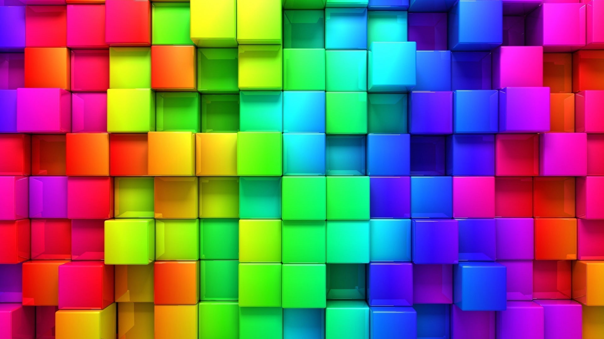 1080P, cubic rainbows abstract, HD Wallpaper