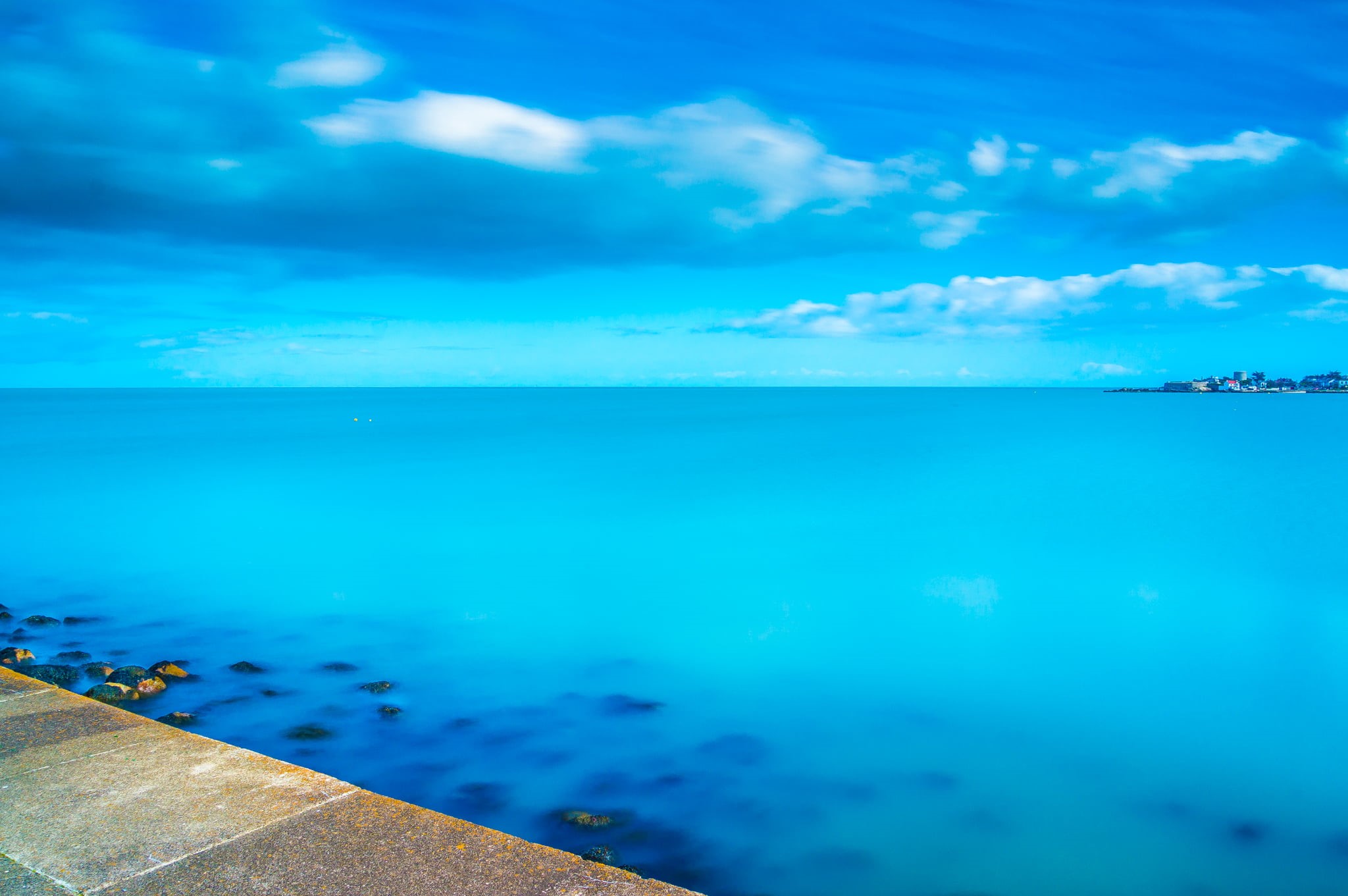 sky, formation, colors, clouds, blue, 1080P, outdoors, photo, blue sky, summer, cloud formation, coastline, Ireland, nex, water, reflection, europe, sel18200le, HD Wallpaper