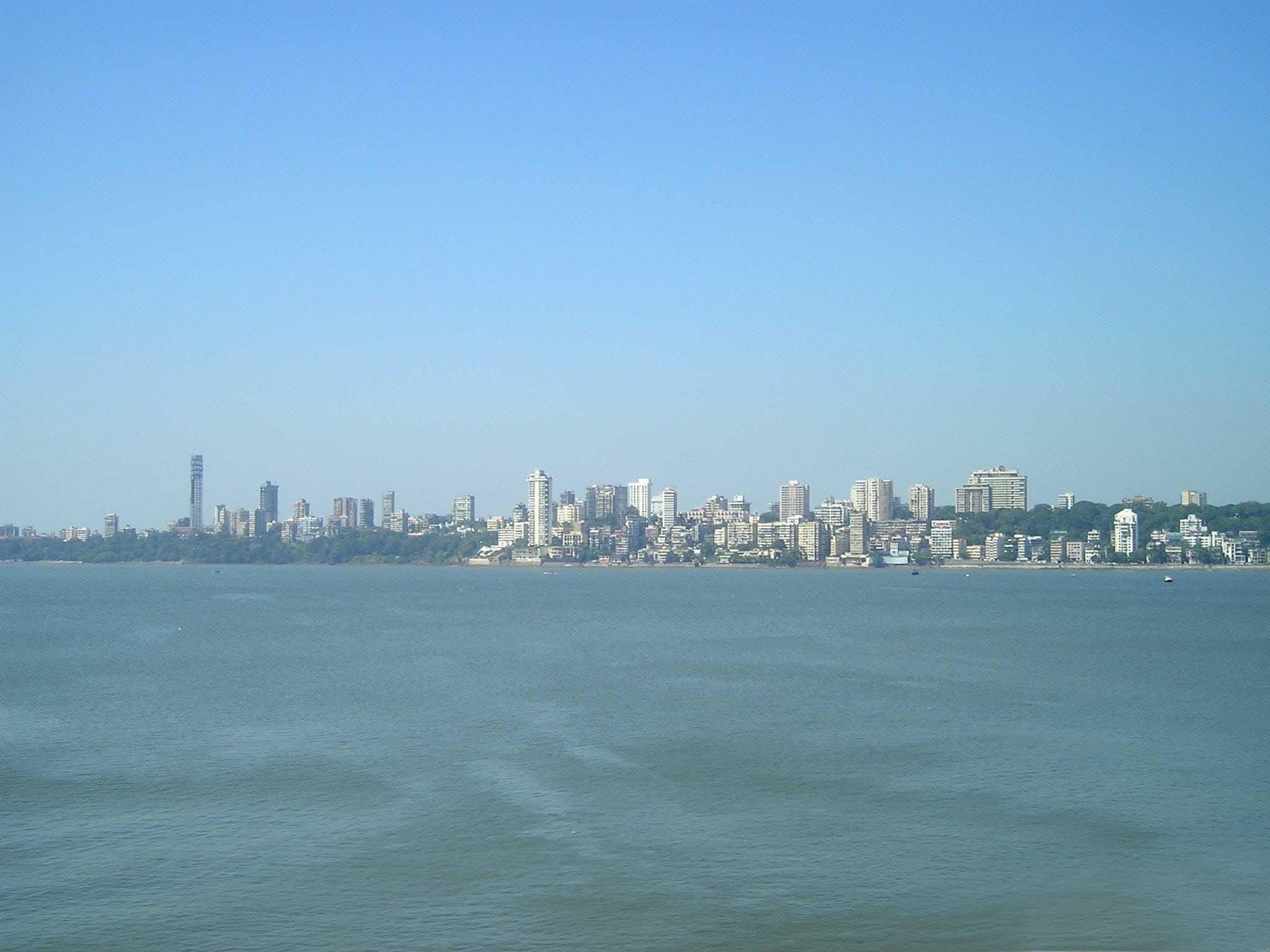 building exterior, landscape, skyline, office building exterior, bombay, near, body, urban skyline, mumbai, blue, sea, building, built structure, water, HD Wallpaper