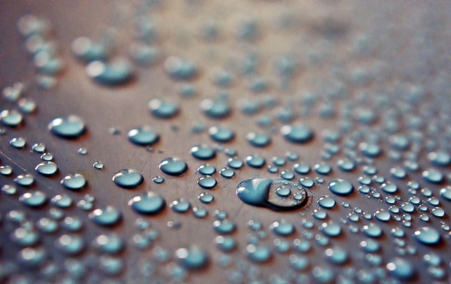 azulado, gota, 1080P, lluvia, reflejo, agua, HD Wallpaper