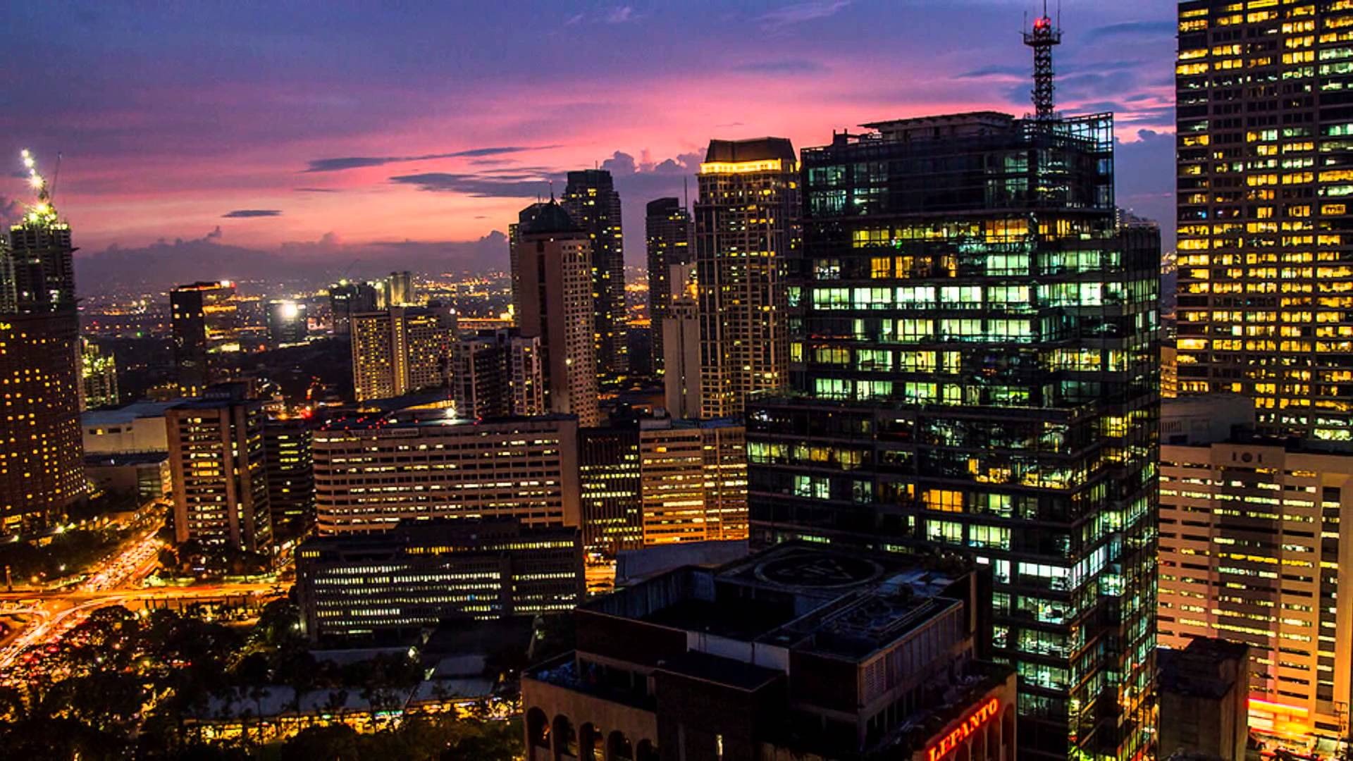 urban skyline, building exterior, downtown district, sky, dusk, outdoors, filipinas, illuminated, asia, city, built structure, office building exterior, HD Wallpaper