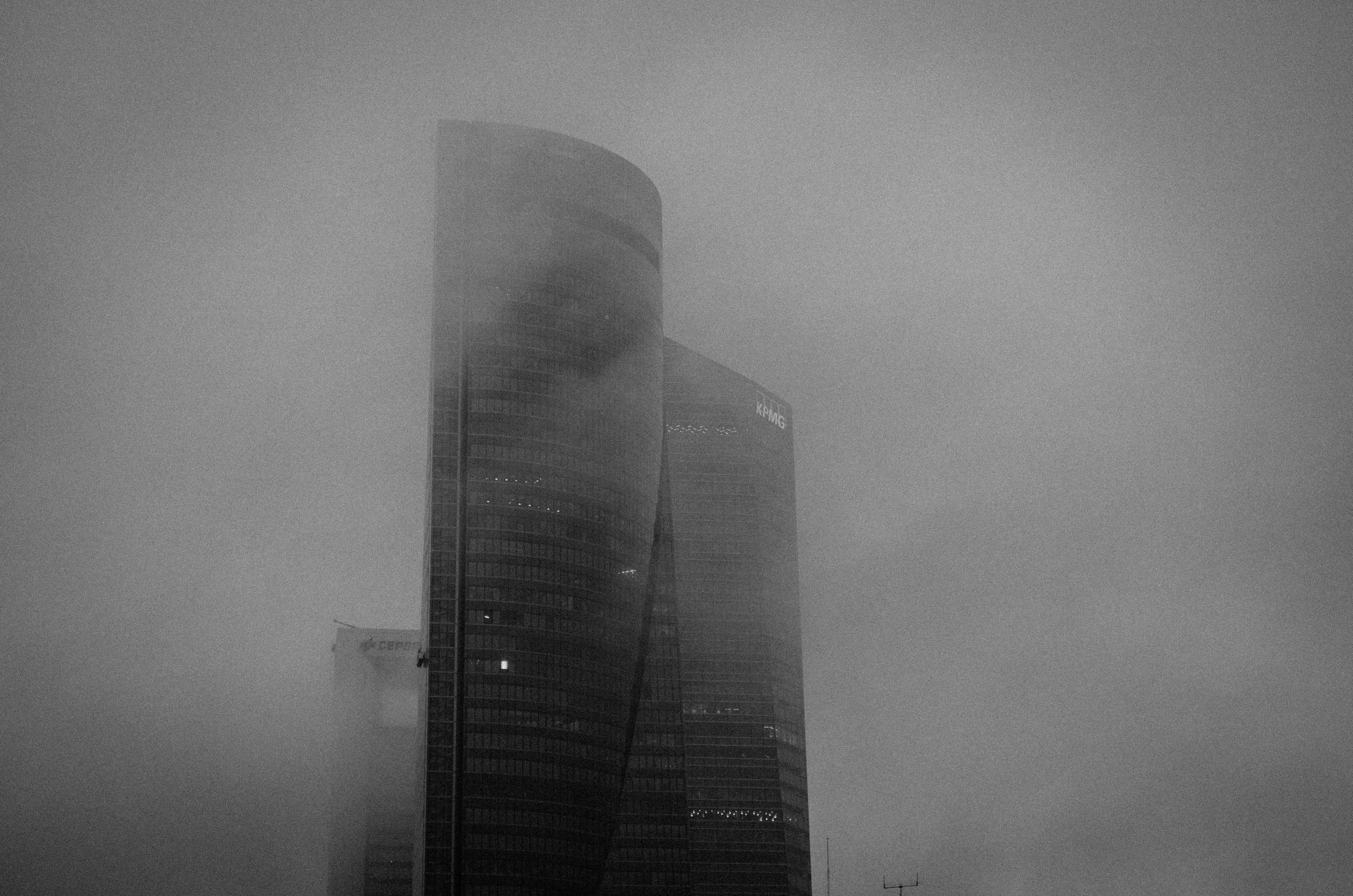 smoke stack, skyline, industry, no people, tall - high, financial district, office building exterior, air pollution, building exterior, architecture, skyscraper, HD Wallpaper