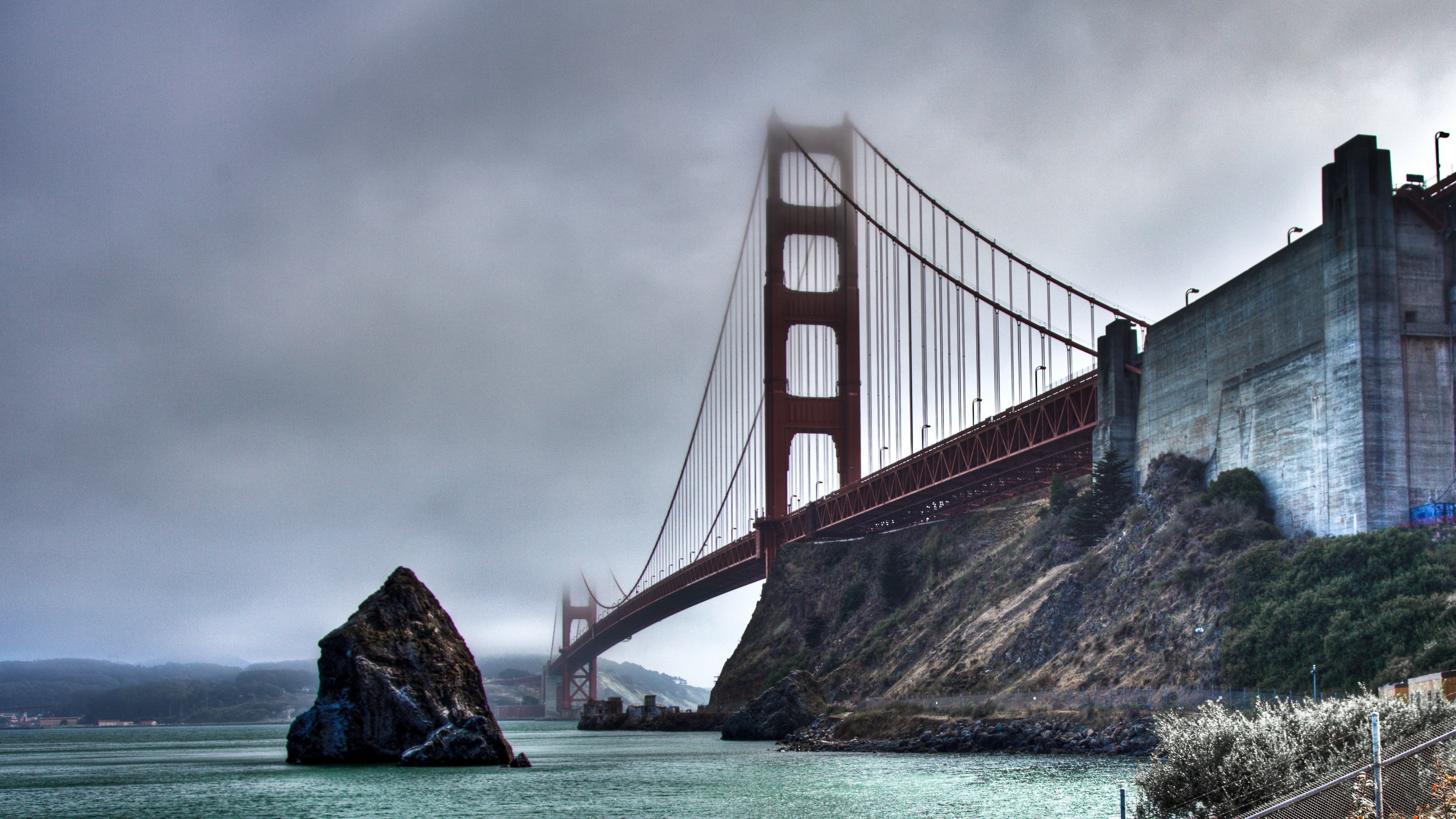 outdoors, bridge, sky, connection, river, cloud - sky, travel destinations, travel, no people, day, overcast, tourism, built structure, San Francisco, nature, HD Wallpaper