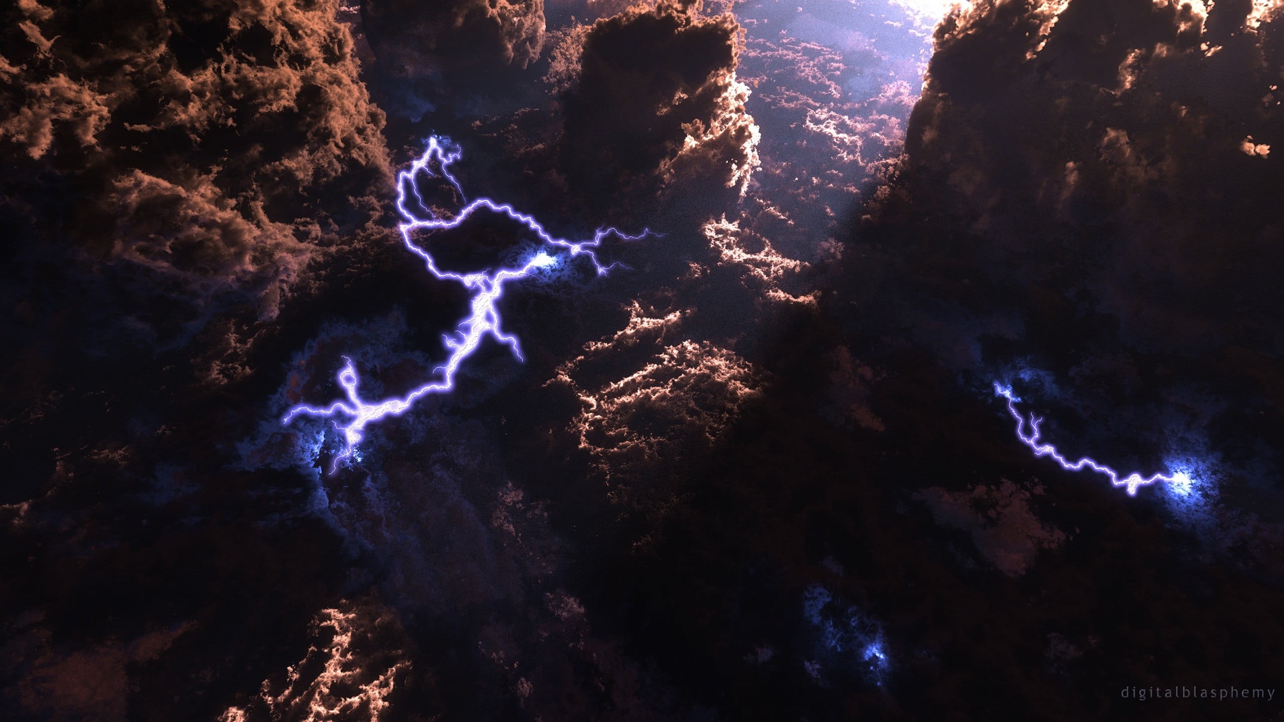 water, nature, sky, mountain, 2K, tranquility, night, fantasy art, solid, low angle view, outdoors, tranquil scene, storm, motion, scenics - nature, digital art, HD Wallpaper