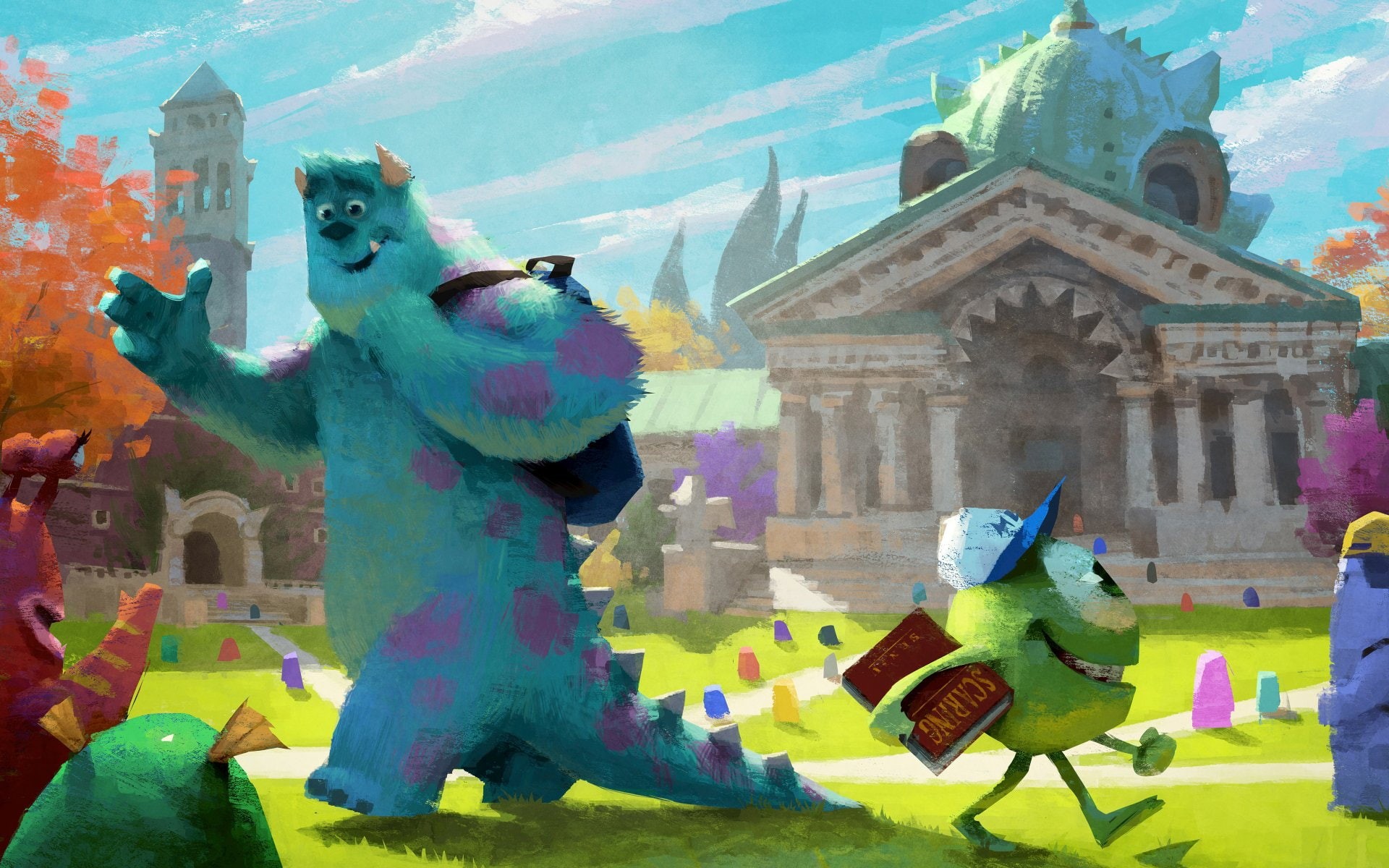 nature, James P. Sullivan, Movie, day, architecture, art and craft, 1080P, sculpture, Mike Wazowski, outdoors, place of worship, belief, ornate, representation, HD Wallpaper