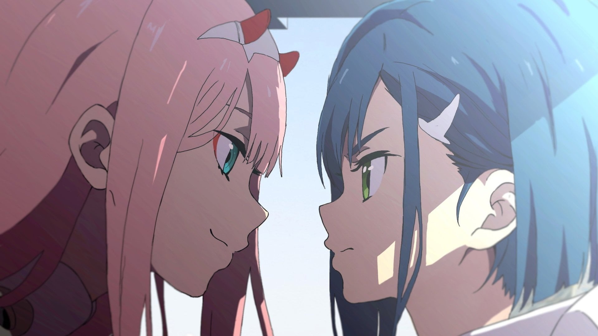 Blue Hair, representation, Green Eyes, elephant, nature, day, craft, Darling in the FranXX, Anime, mammal, art and craft, Pink Hair, shadow, no people, HD Wallpaper