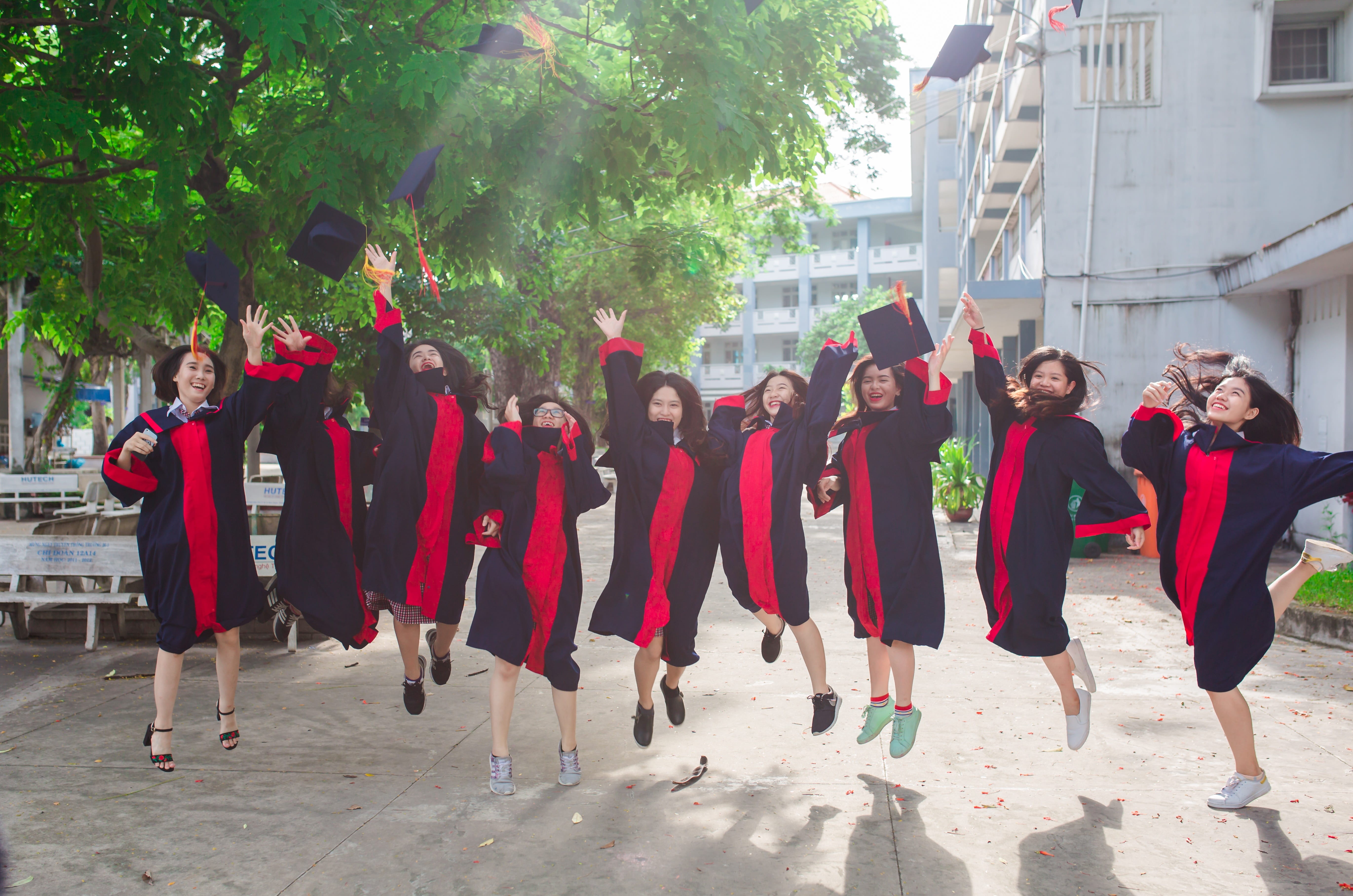 architecture, human arm, teen, wearing, together, full length, day, person, asian, academic, arms raised, teenagers, team, smiling, group of people, child, HD Wallpaper