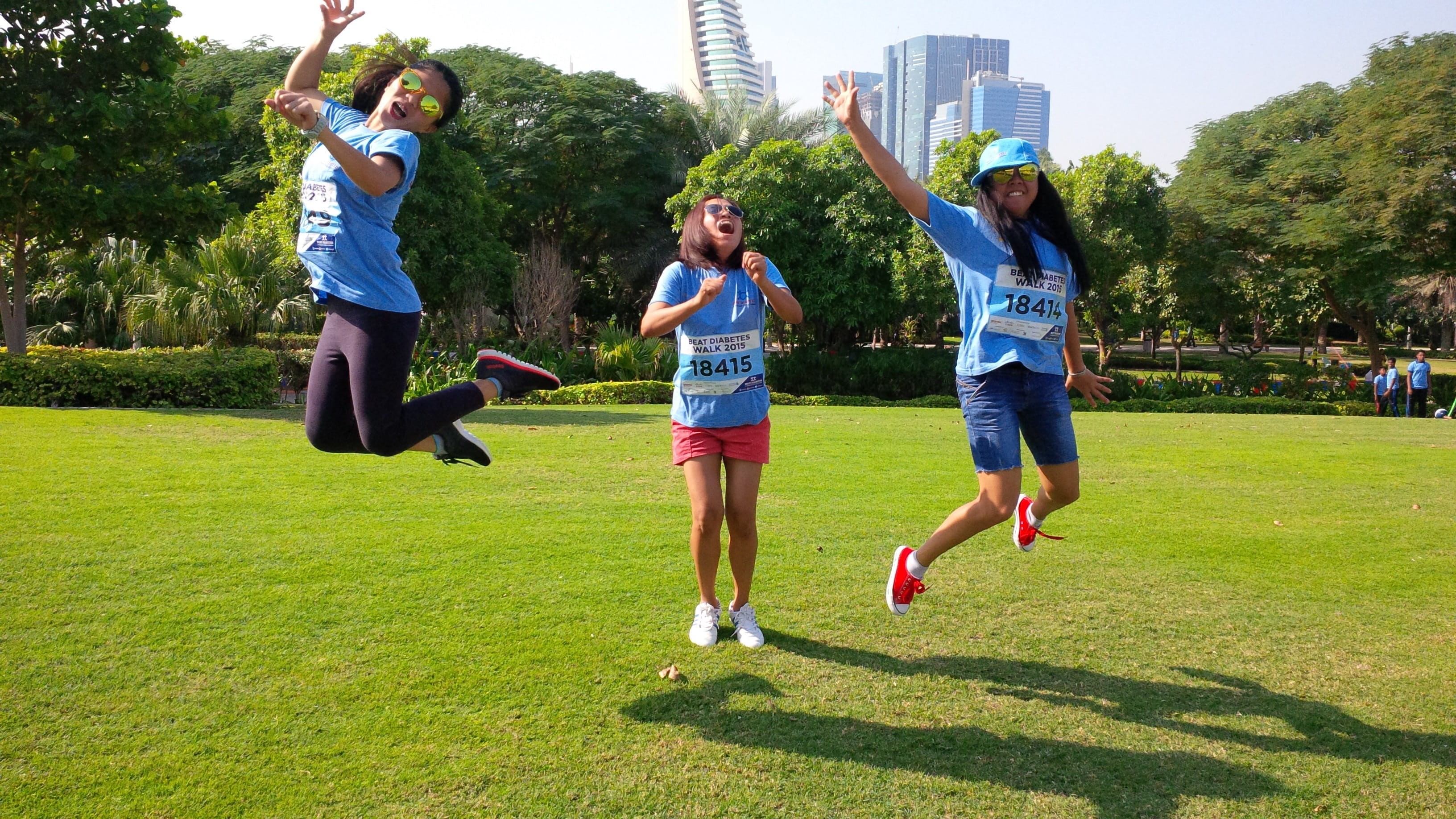 human arm, plant, joyful, friendship, girl, child, park, multi-Ethnic Group, grass, leisure activity, jumping, group Of People, woman, full length, smiling, HD Wallpaper