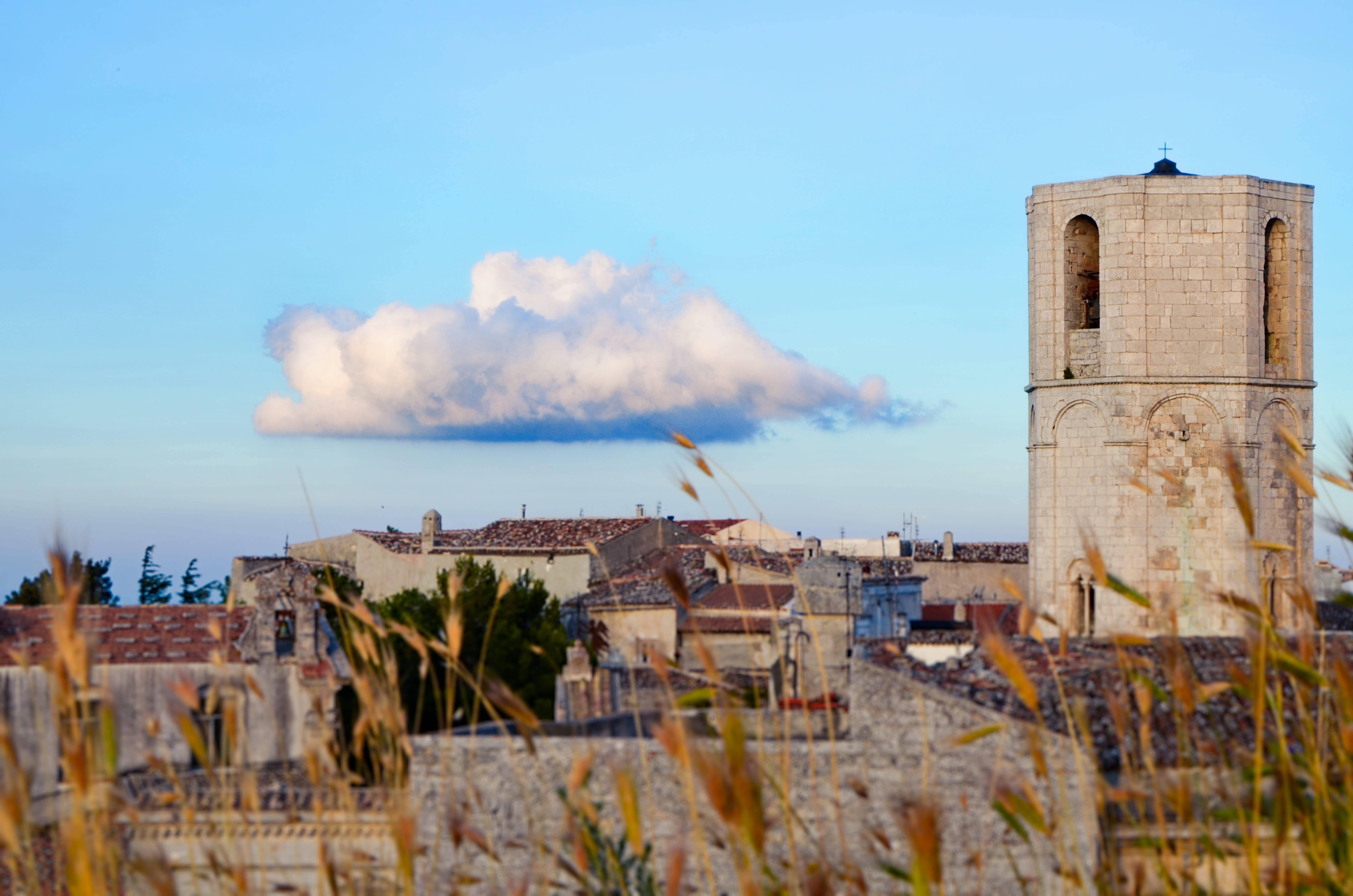 light, place of worship, 5K, building, religion, flare, residential district, spire, sky, building exterior, tower, fort, grass, city, La Nuvola e San Michele, HD Wallpaper